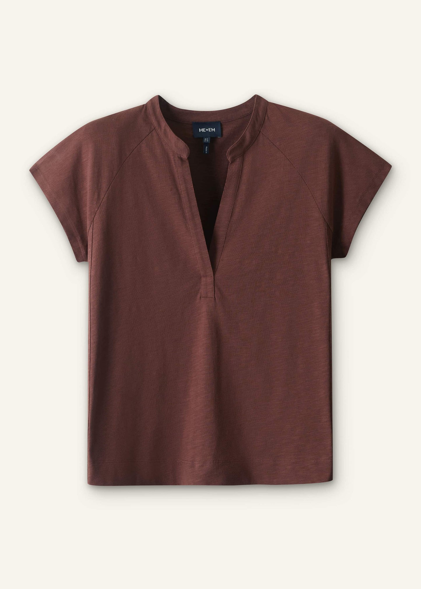ME and EM Clothing Cinnamon Open Placket V-Neck Swing Top