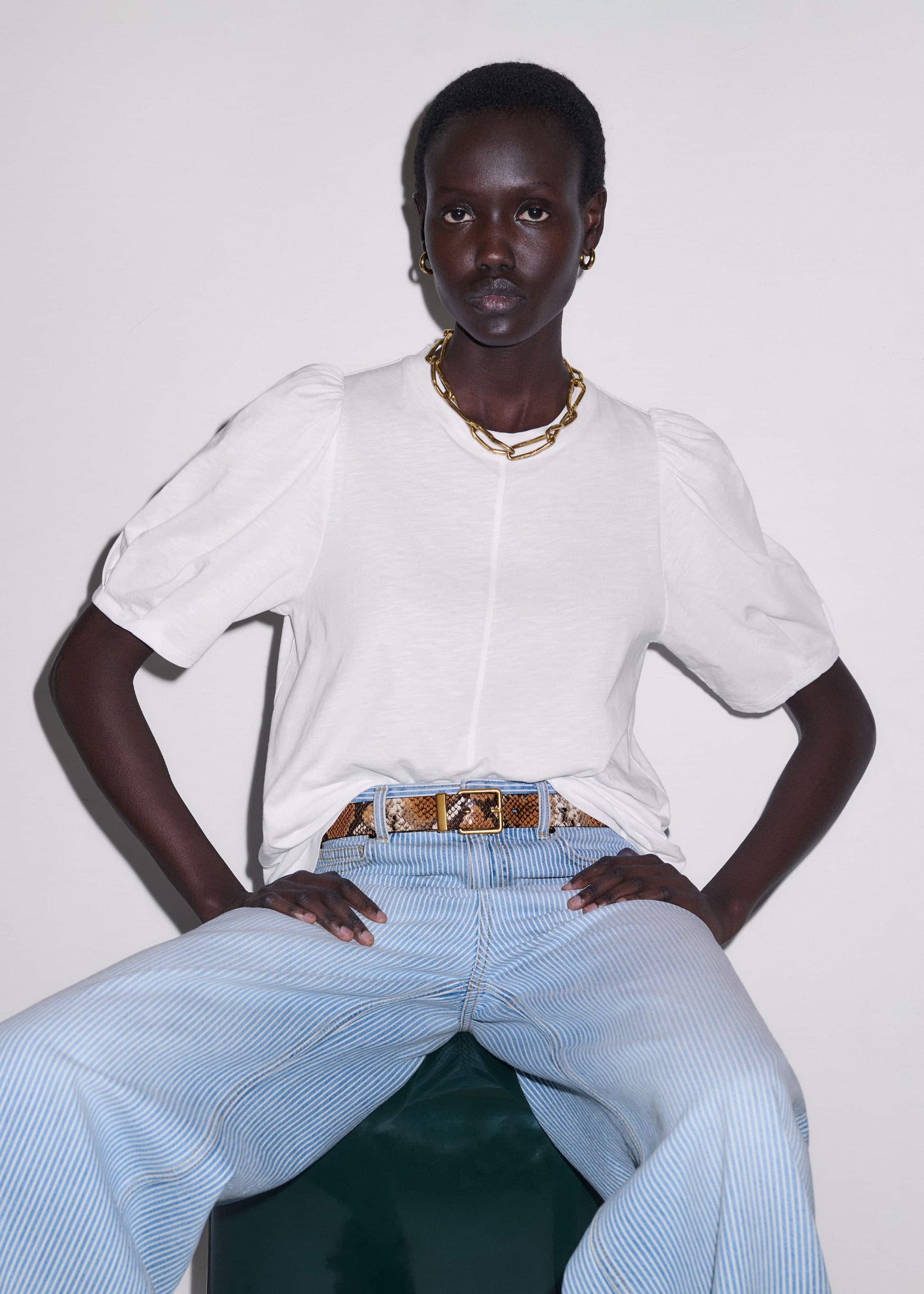 ME and EM Clothing White Feminine Sleeve Swing Top