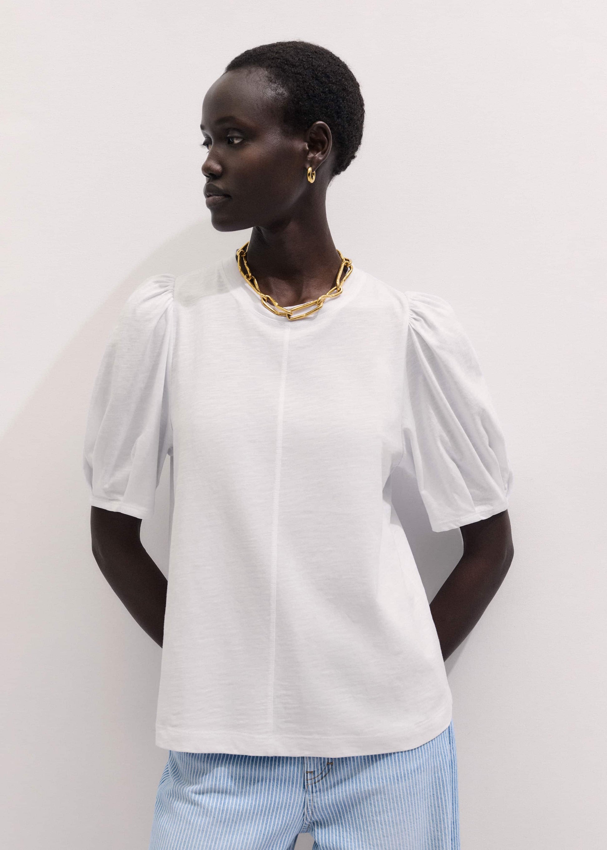 ME and EM Clothing White Feminine Sleeve Swing Top