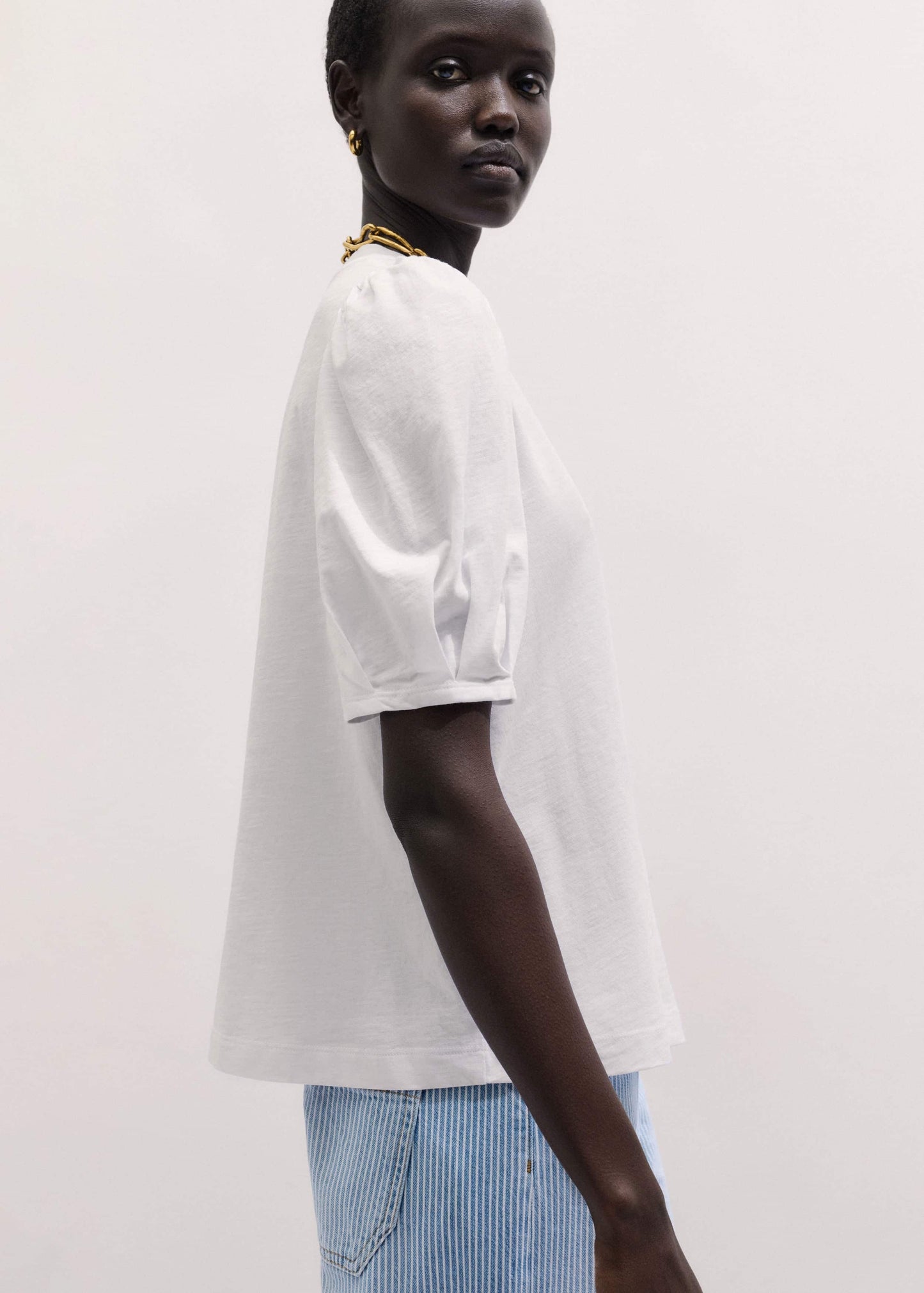 ME and EM Clothing White Feminine Sleeve Swing Top
