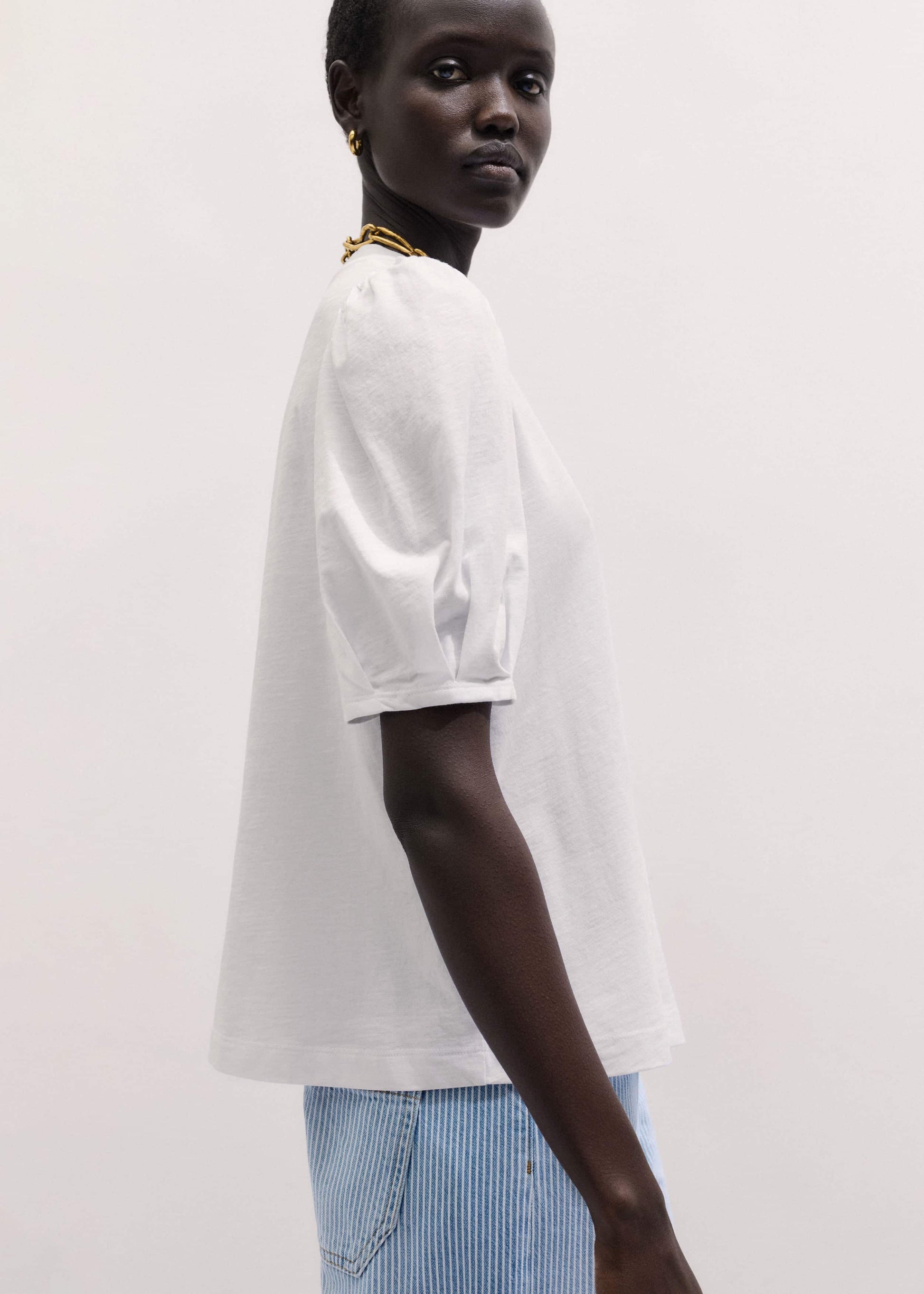 ME and EM Clothing White Feminine Sleeve Swing Top