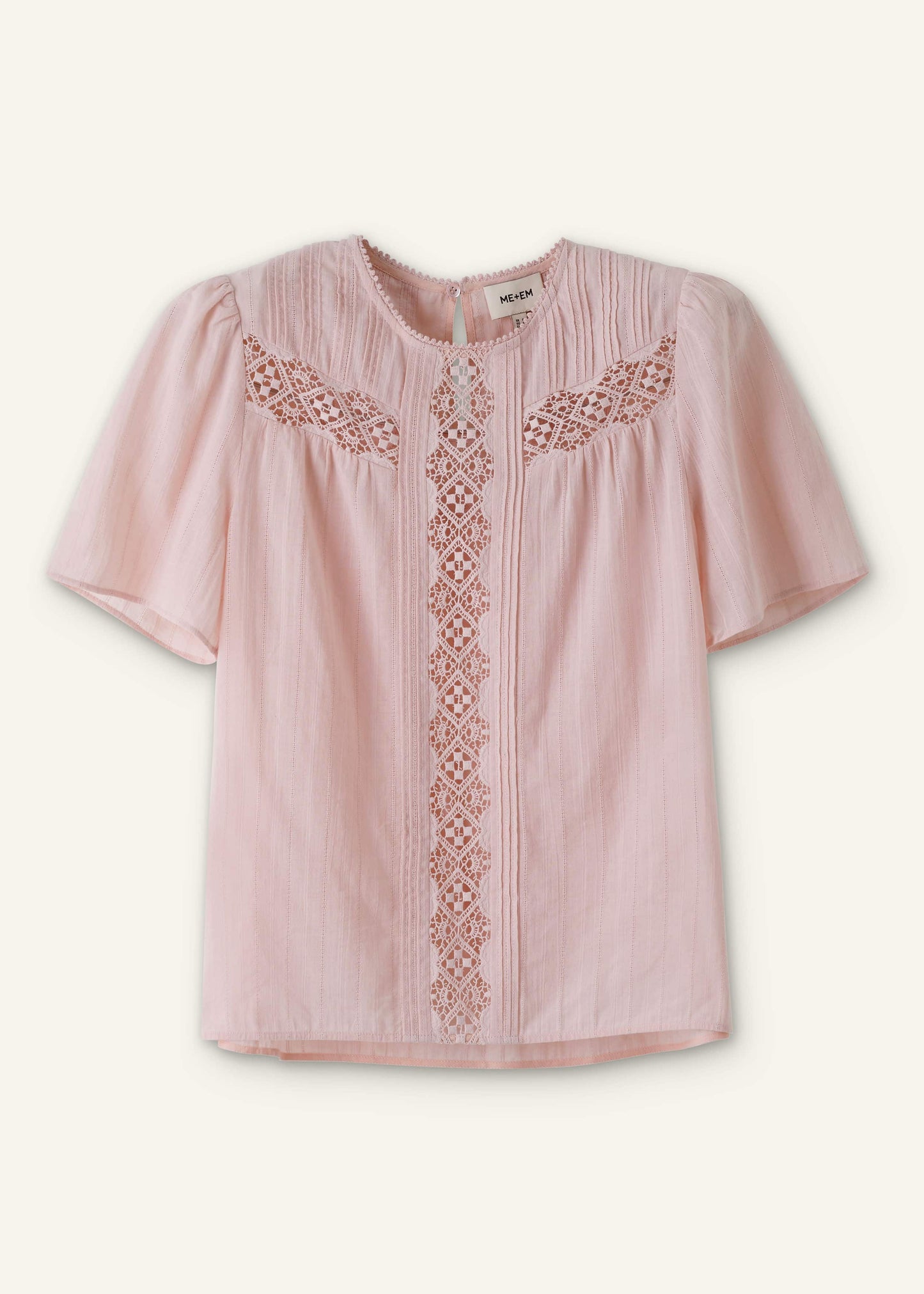 ME and EM Clothing Pink Embroidered Cutout Tee