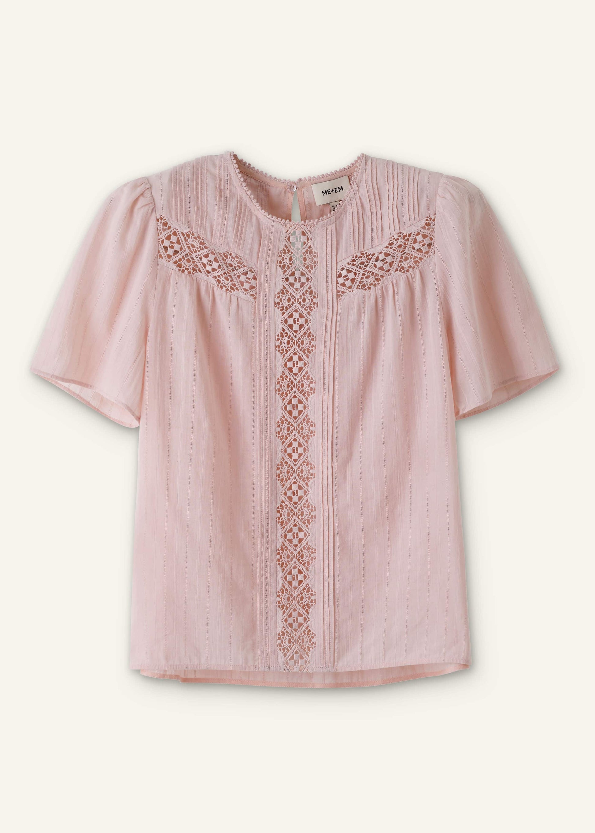 ME and EM Clothing Pink Embroidered Cutout Tee