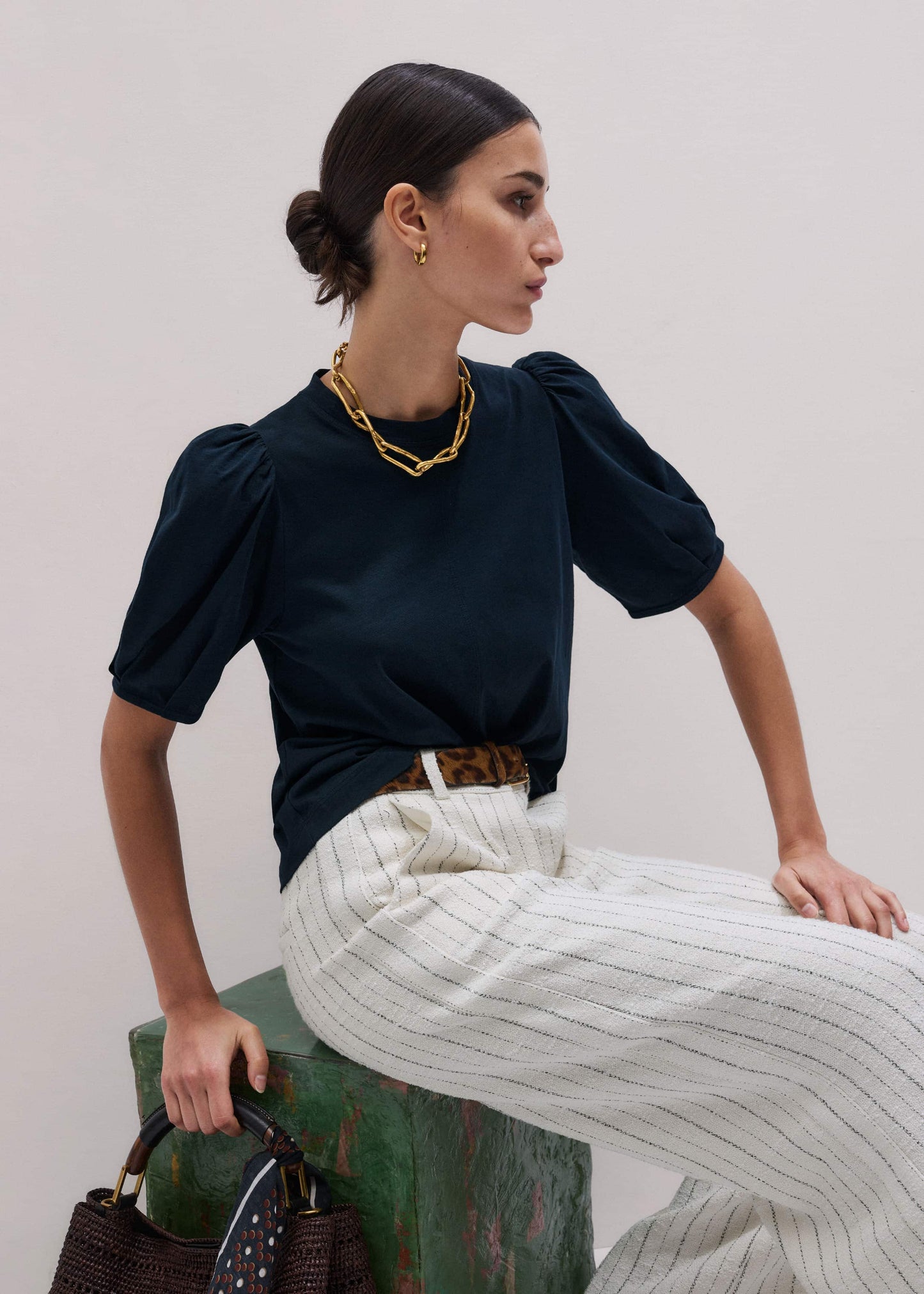 ME and EM Clothing Navy Feminine Sleeve Swing Top