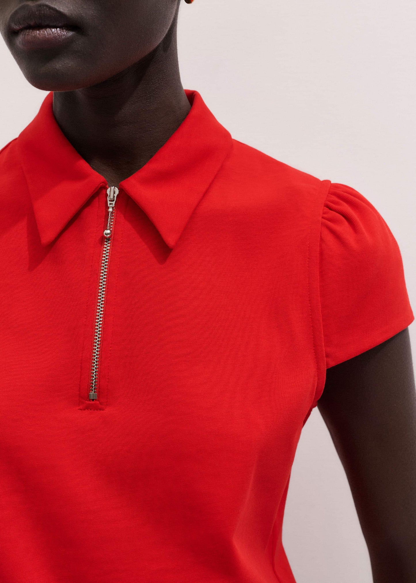 ME and EM Clothing Red Cap Sleeve Polo Top