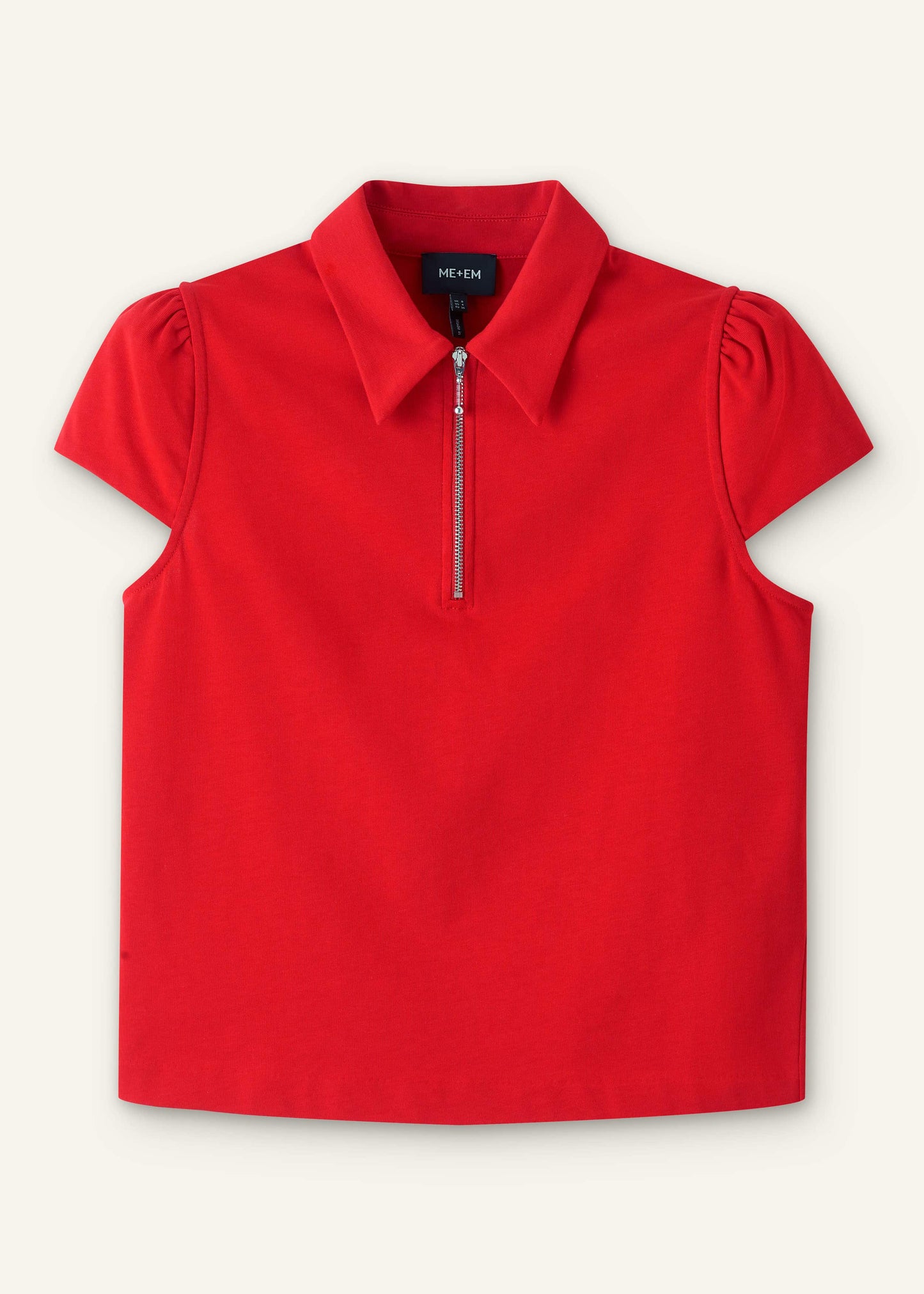 ME and EM Clothing Red Cap Sleeve Polo Top
