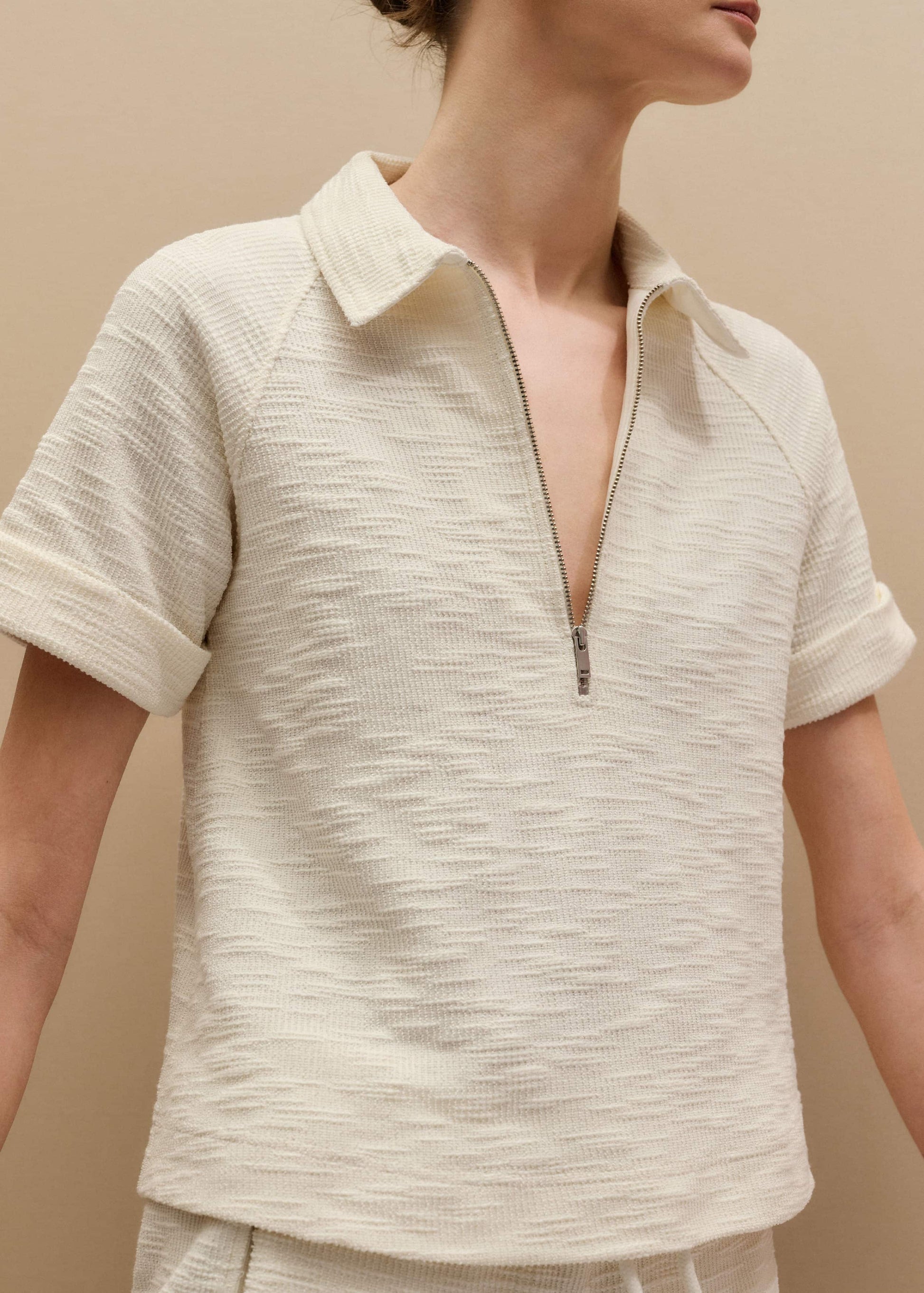 ME and EM Clothing Cream Polo Swing Top