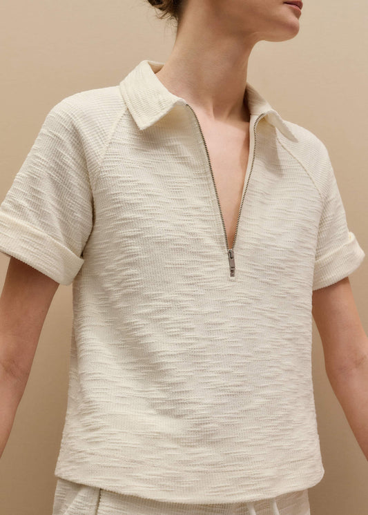 ME and EM Clothing Cream Polo Swing Top