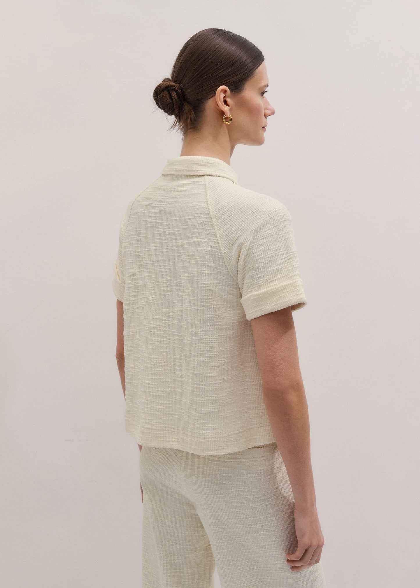 ME and EM Clothing Cream Polo Swing Top