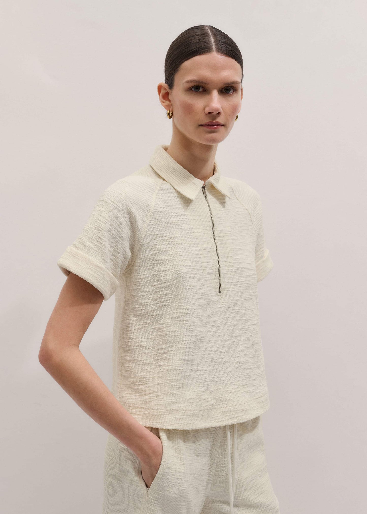ME and EM Clothing Cream Polo Swing Top