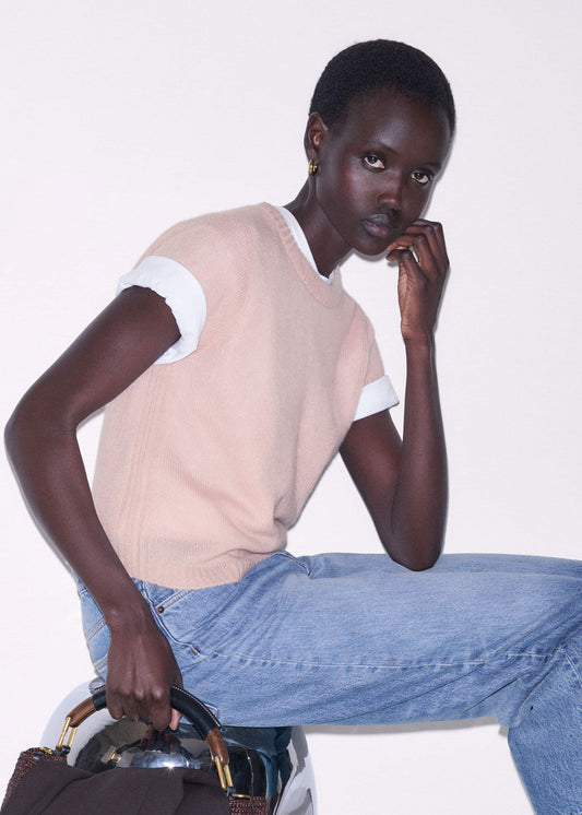 ME and EM Clothing Pink Merino Cashmere Silk Straight Baby Tee