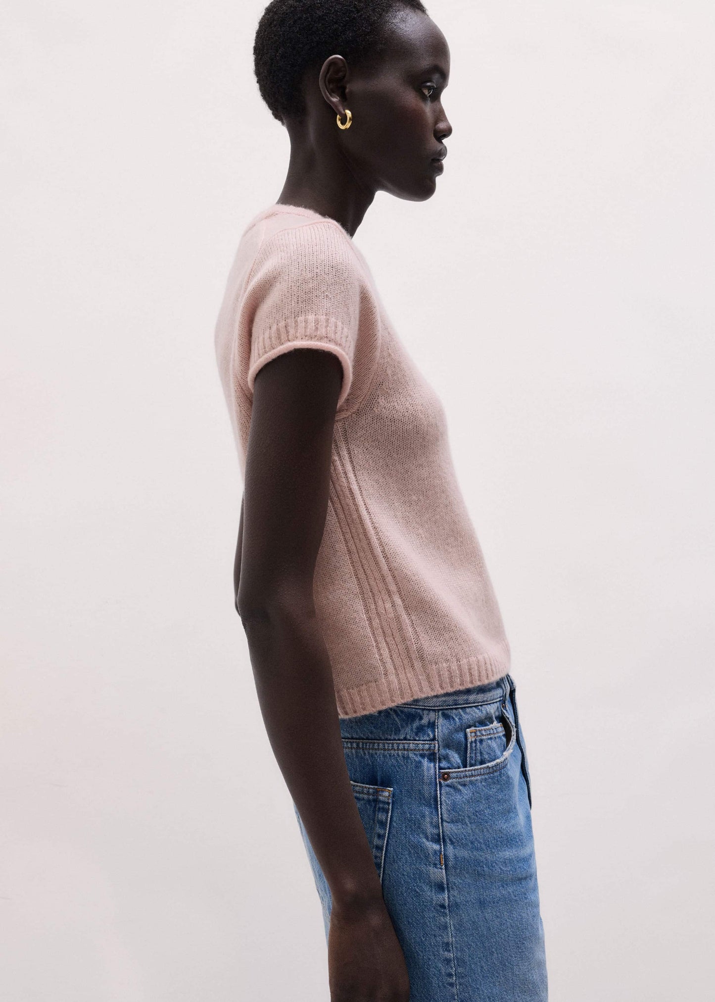 ME and EM Clothing Pink Merino Cashmere Silk Straight Baby Tee