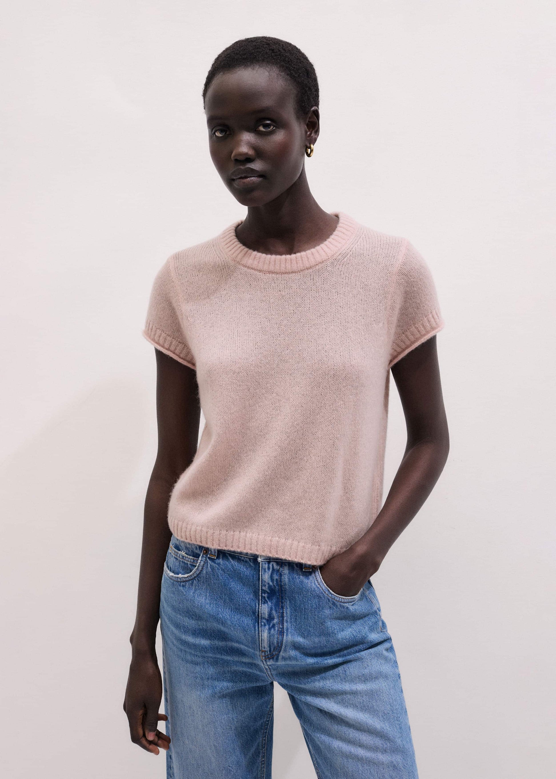 ME and EM Clothing Pink Merino Cashmere Silk Straight Baby Tee