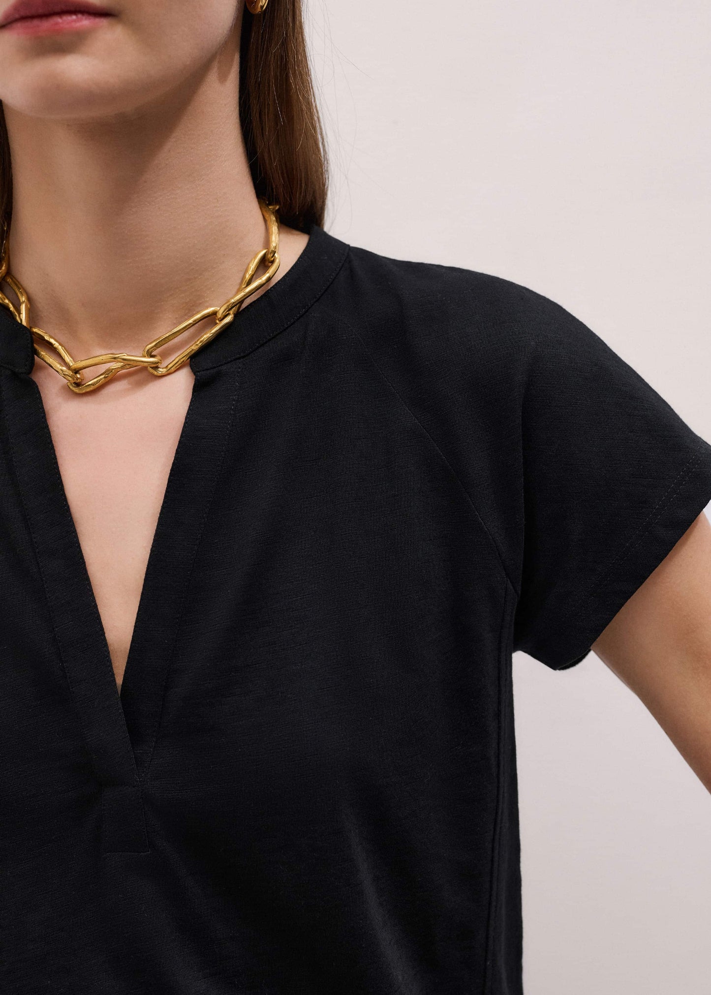 ME and EM Clothing Black Open Placket Swing Top