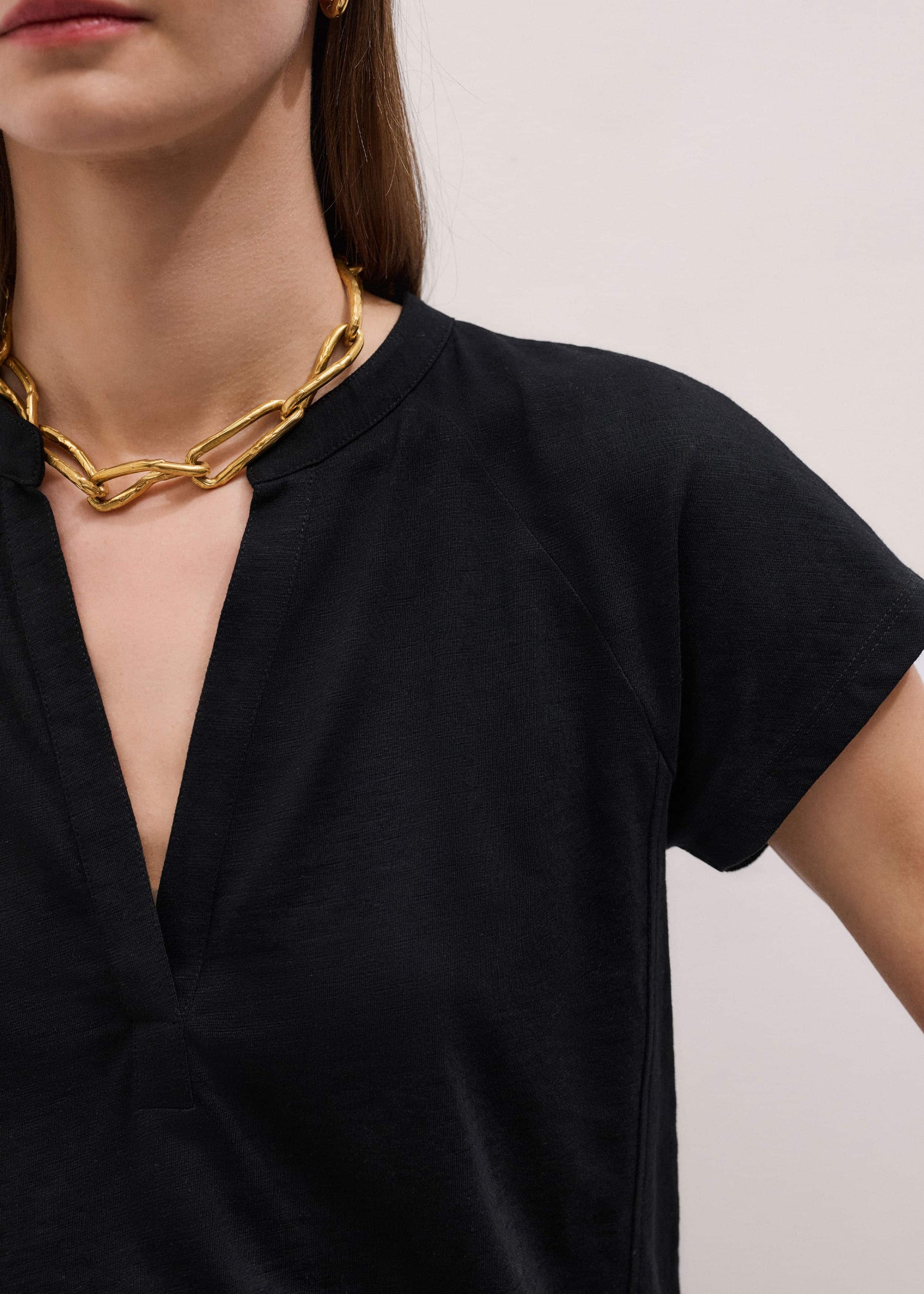 ME and EM Clothing Black Open Placket Swing Top