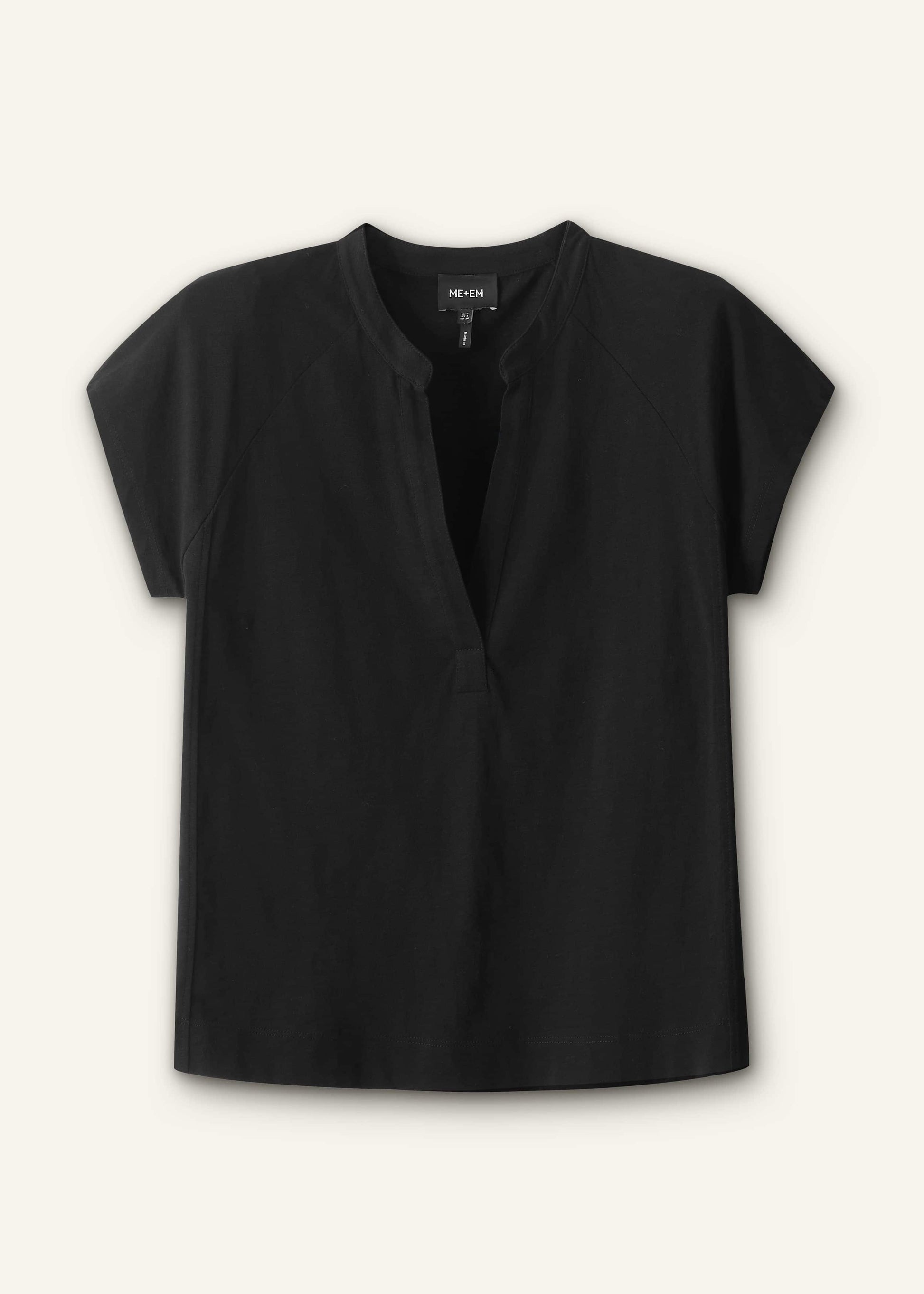 ME and EM Clothing Black Open Placket Swing Top