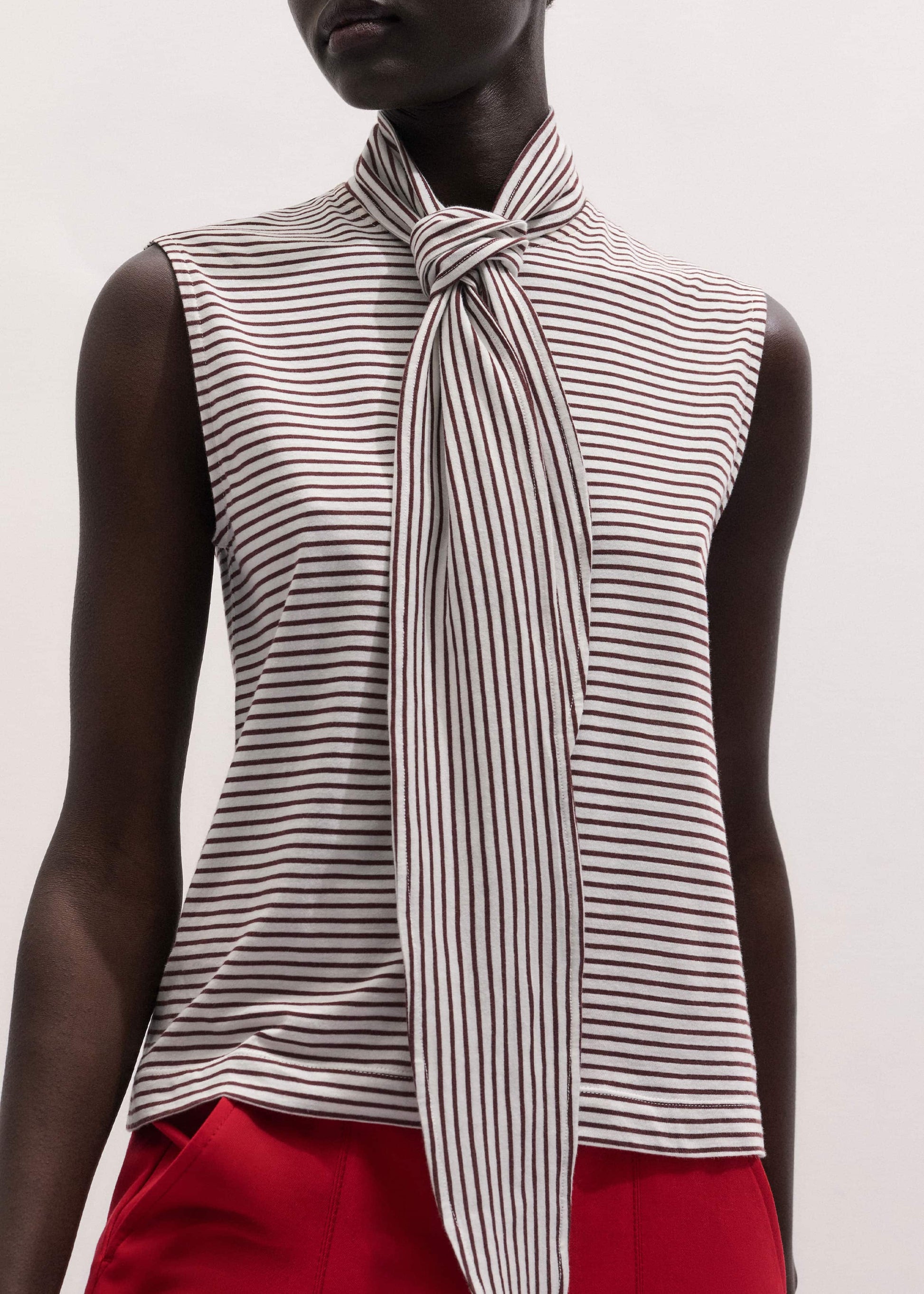 ME and EM Clothing Brown Scarf Neck Tank