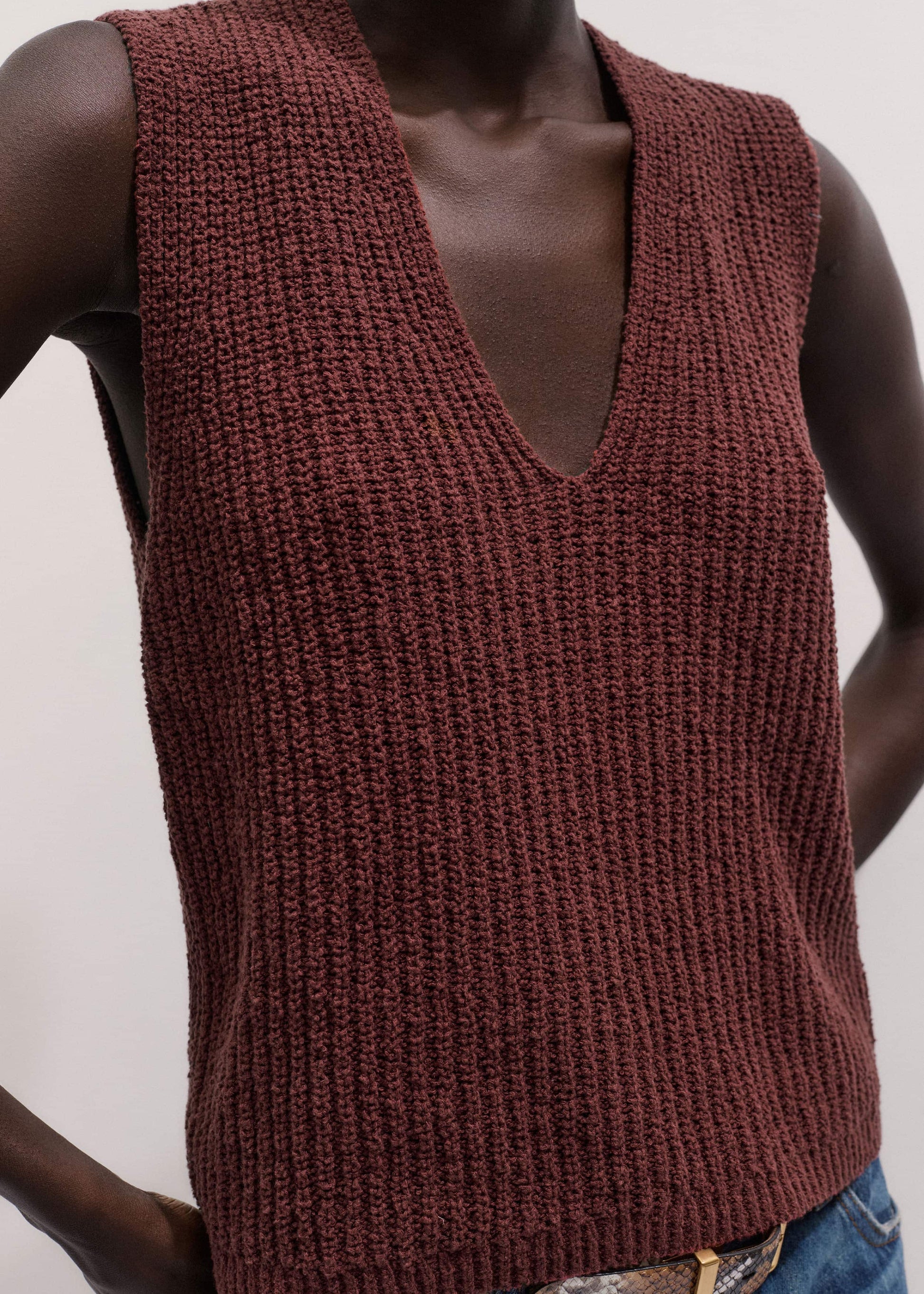 ME and EM Clothing Cinnamon Brown Relaxed Knit Vest