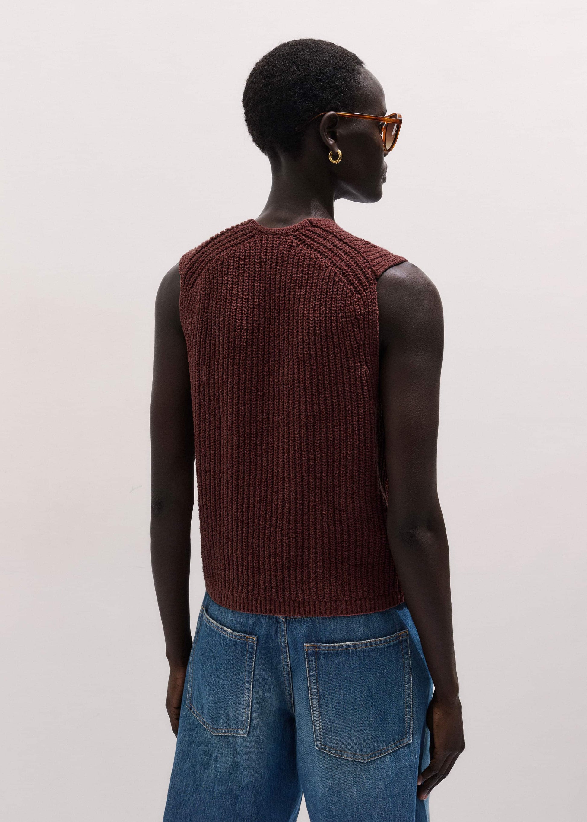 ME and EM Clothing Cinnamon Brown Relaxed Knit Vest