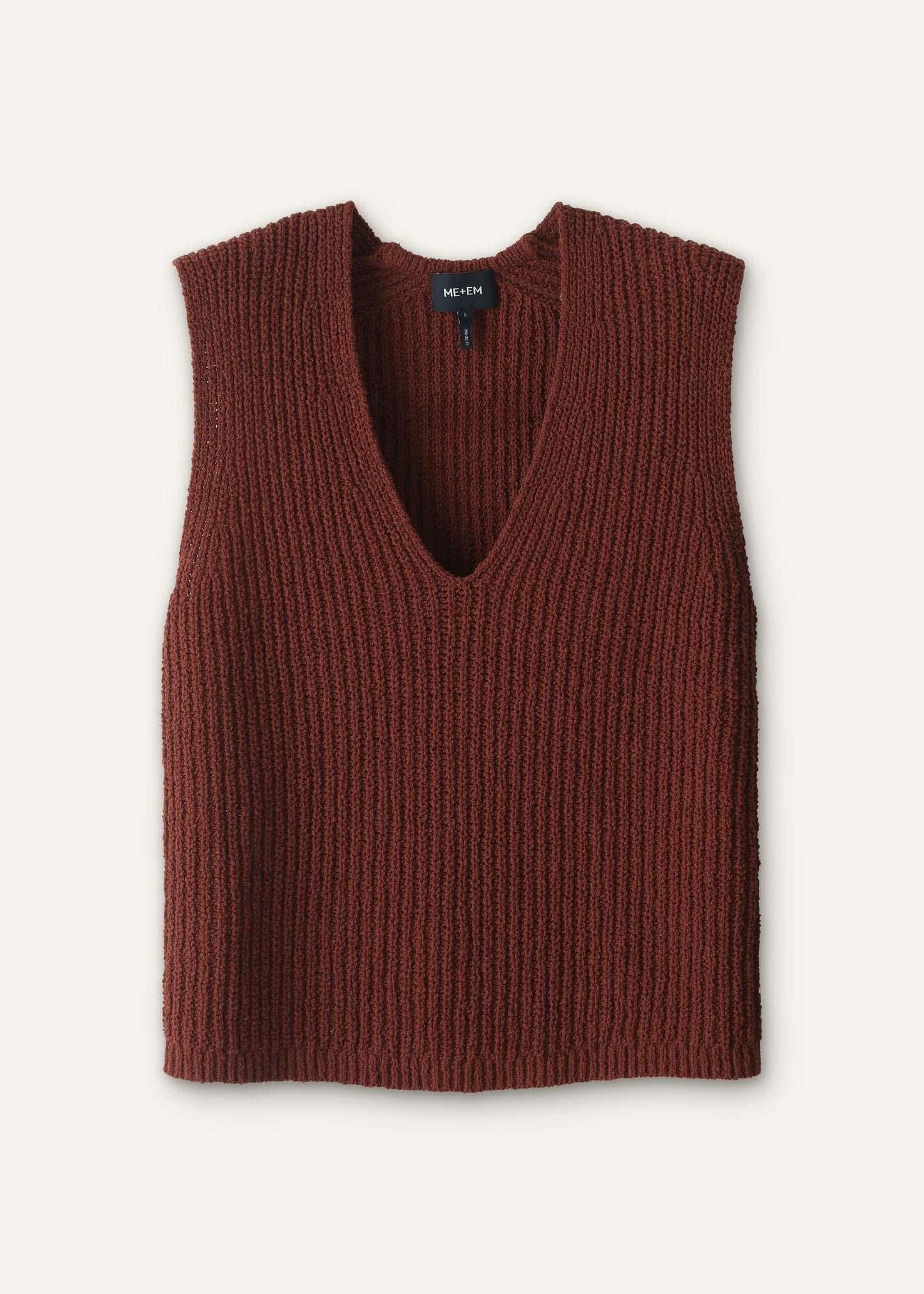ME and EM Clothing Cinnamon Brown Relaxed Knit Vest