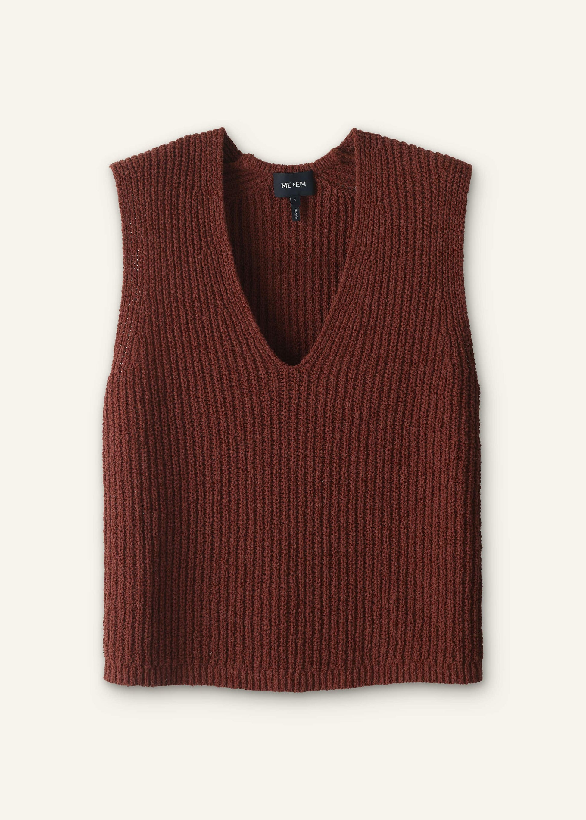 ME and EM Clothing Cinnamon Brown Relaxed Knit Vest