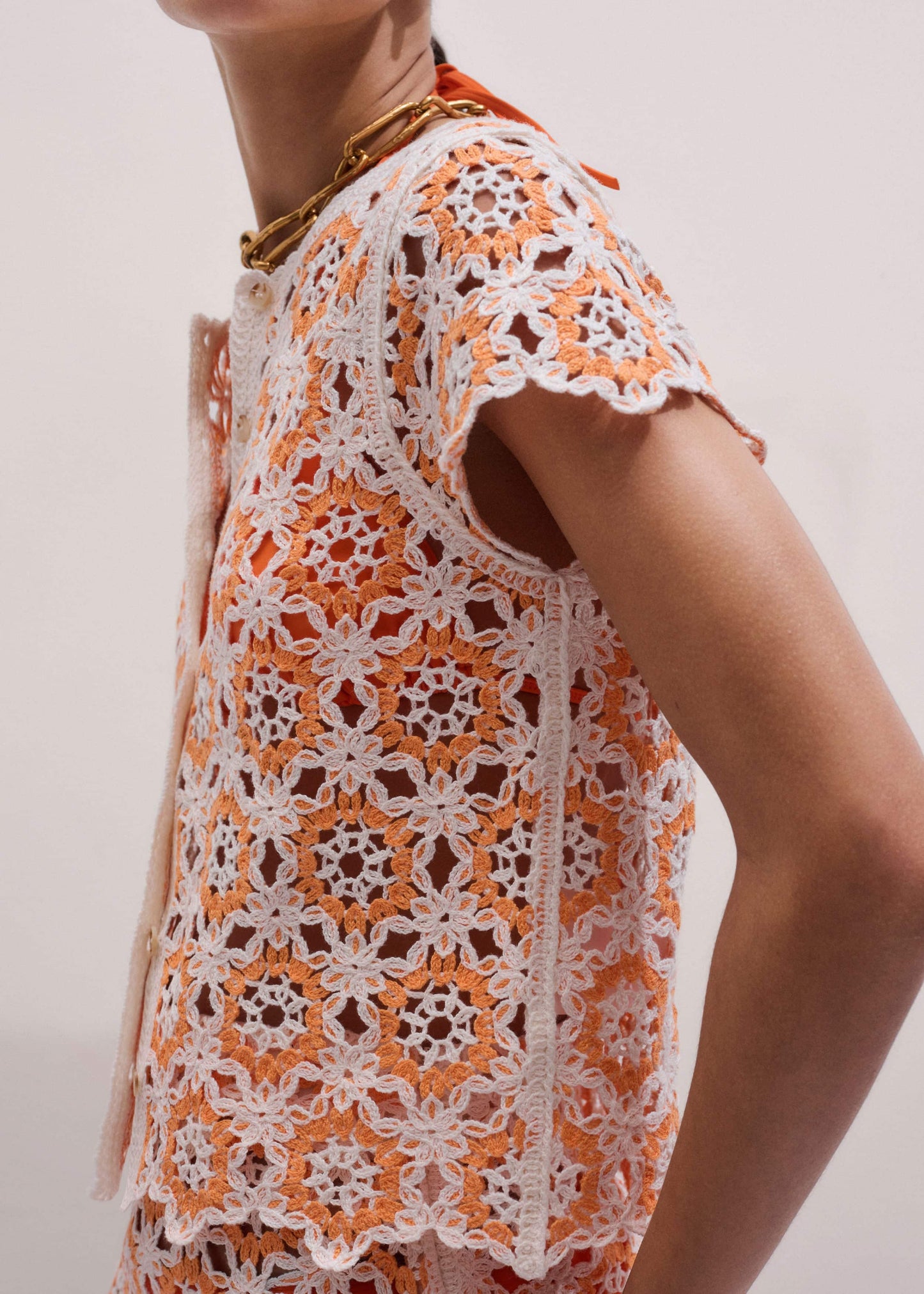 ME and EM Clothing Floral Crochet Orange Beach Baby Tee