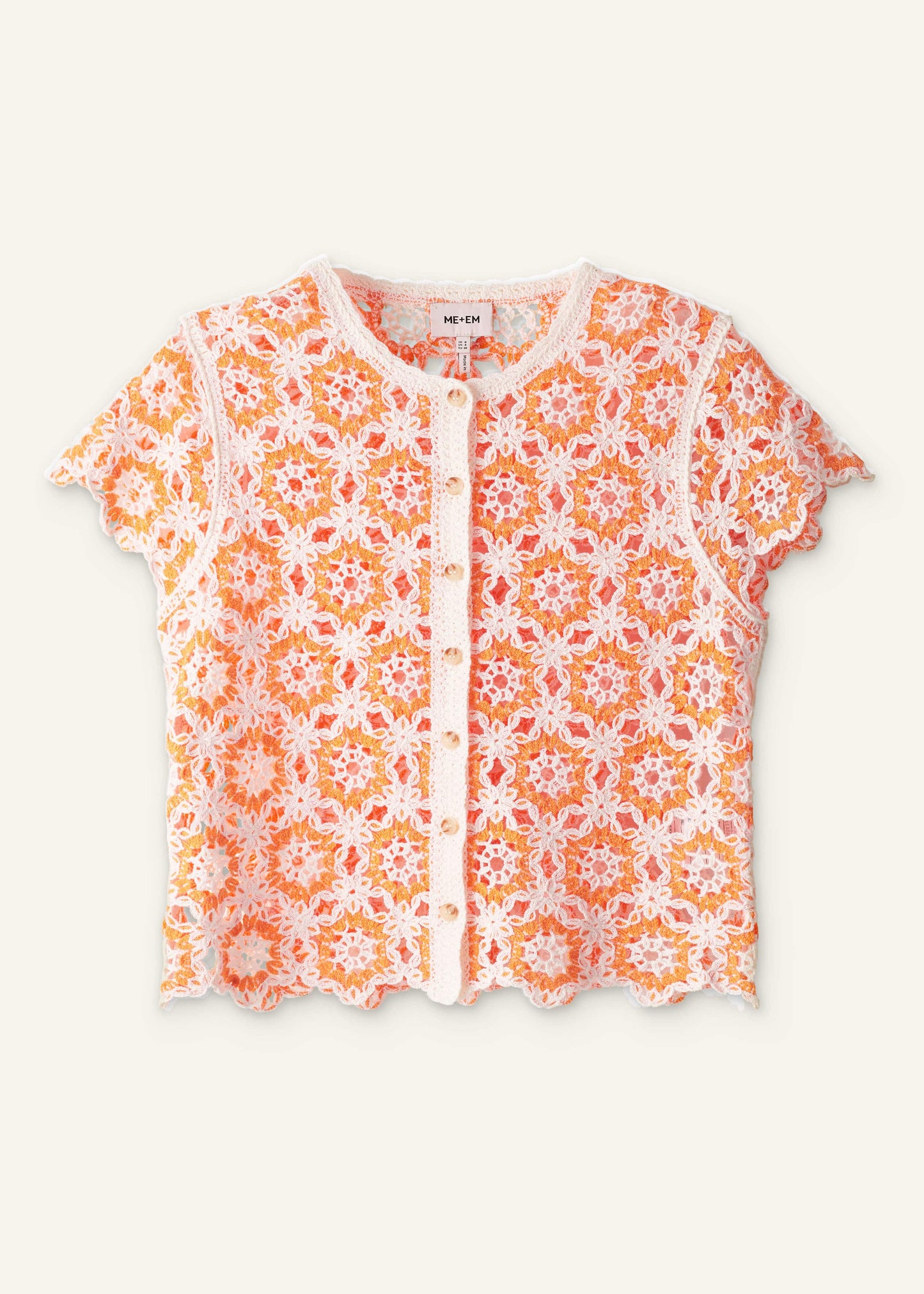 ME and EM Clothing Floral Crochet Orange Beach Baby Tee