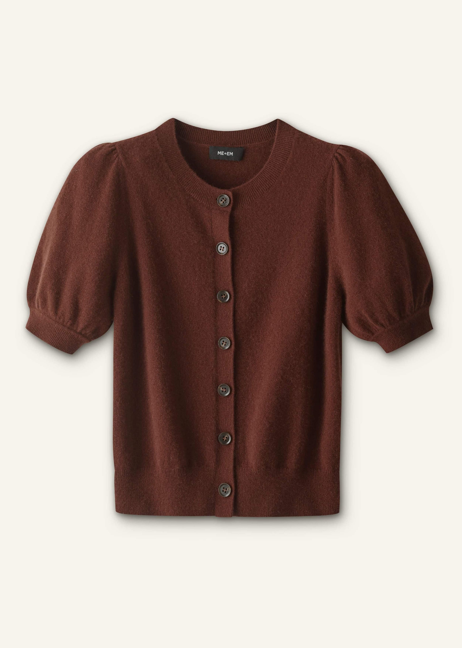 ME and EM Clothing Cinnamon Brown Cashmere Feminine Sleeve Cardi