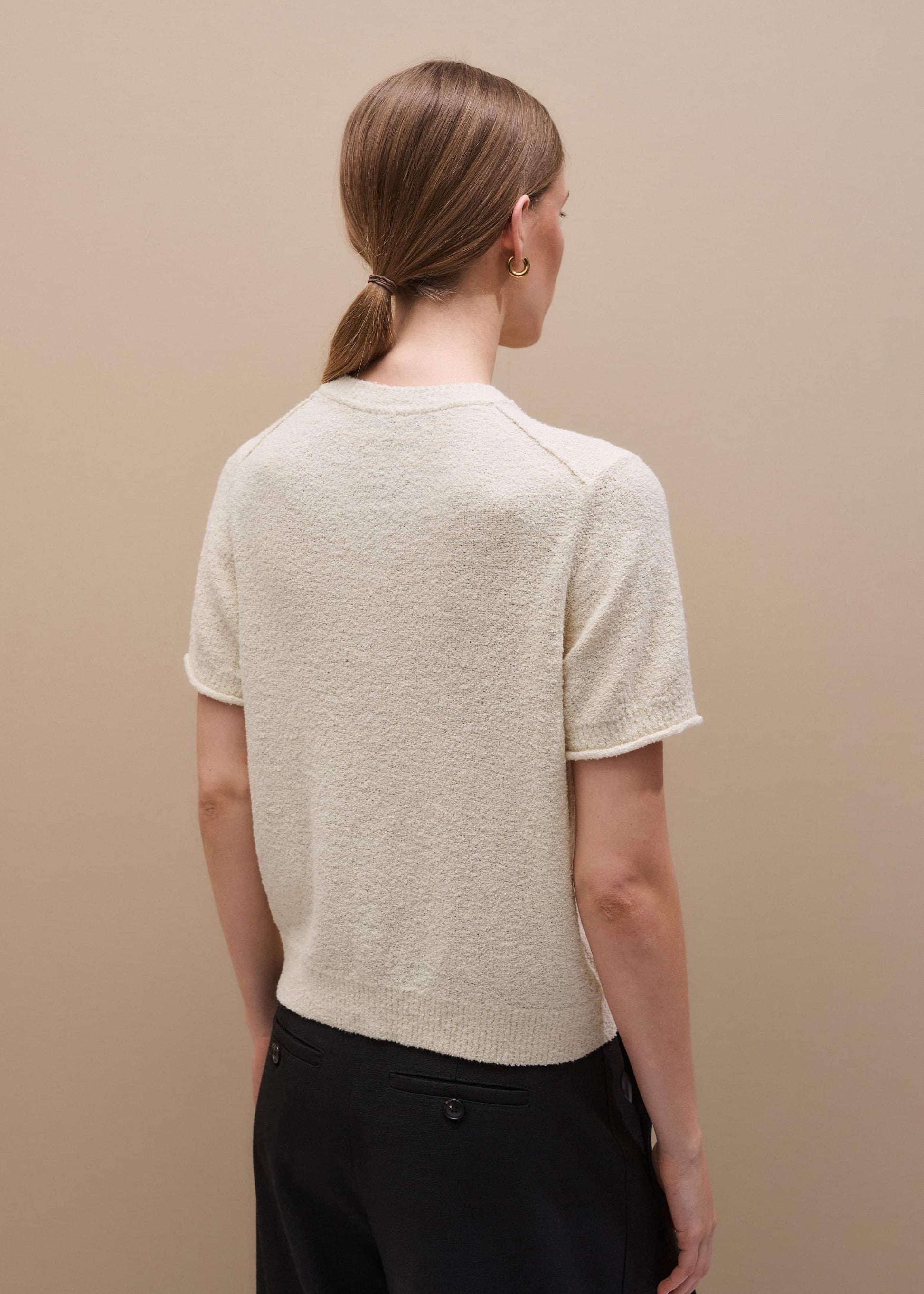 ME and EM Clothing Cream Short Sleeve Cardigan