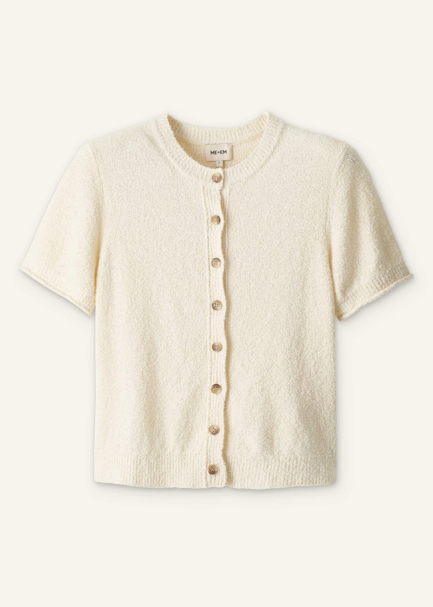 ME and EM Clothing Cream Short Sleeve Cardigan