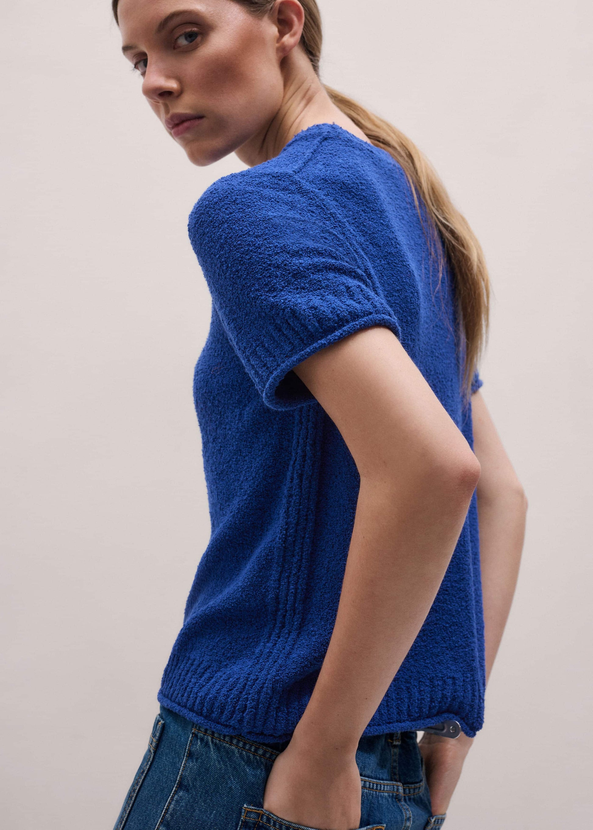 ME and EM Clothing Blue Straight Knit Tee