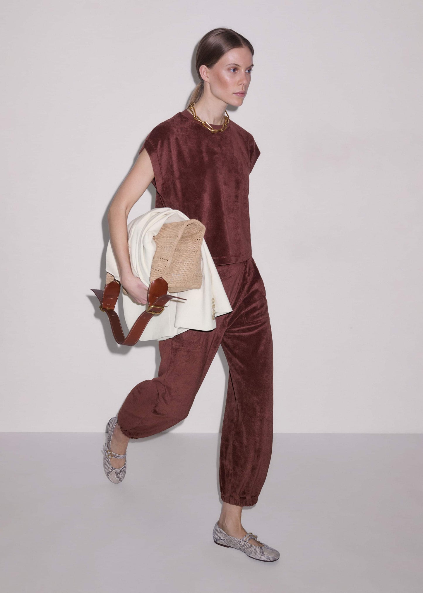 ME and EM Clothing Cinnamon Brown Cap Sleeve Crop Tee