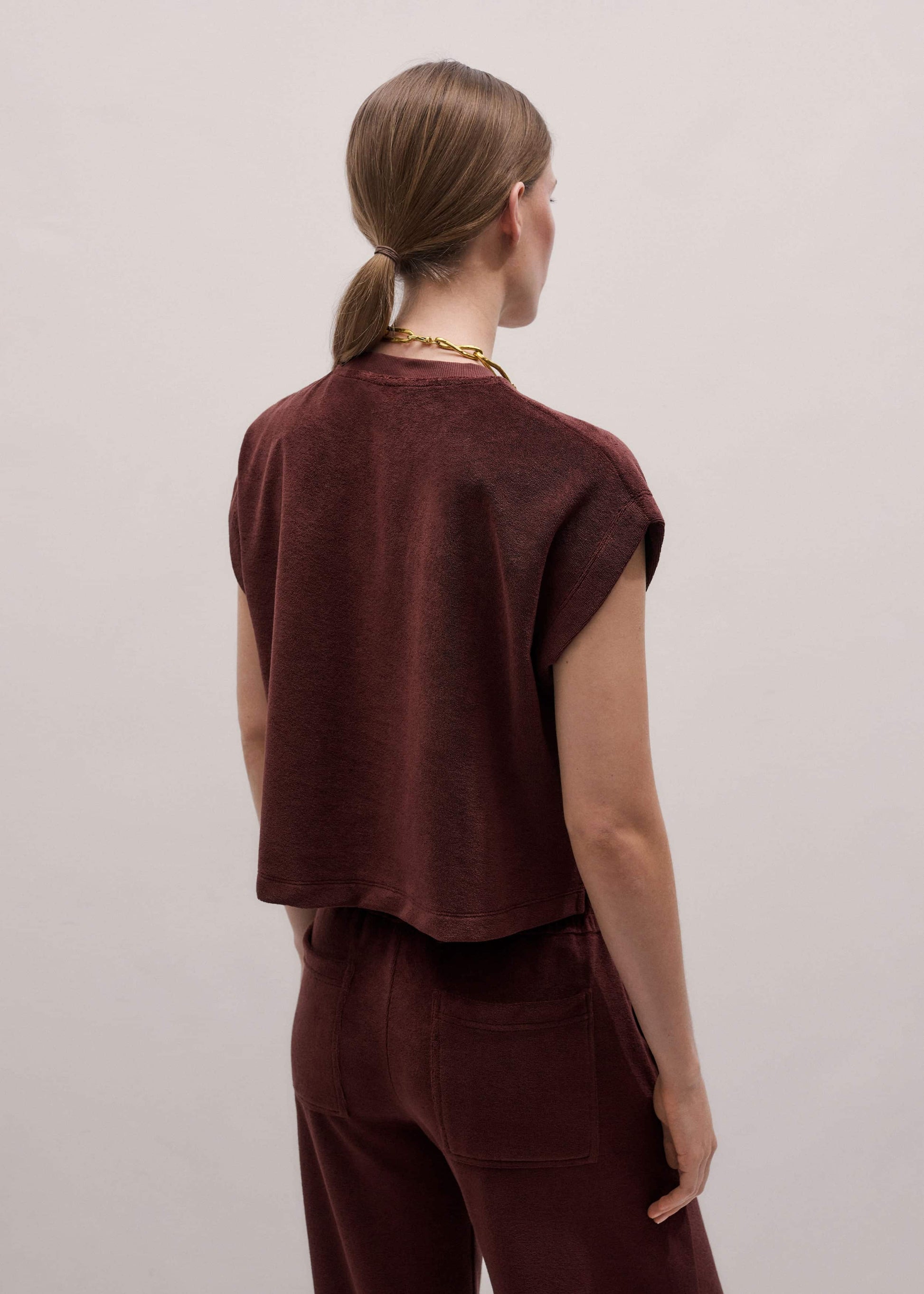 ME and EM Clothing Cinnamon Brown Cap Sleeve Crop Tee