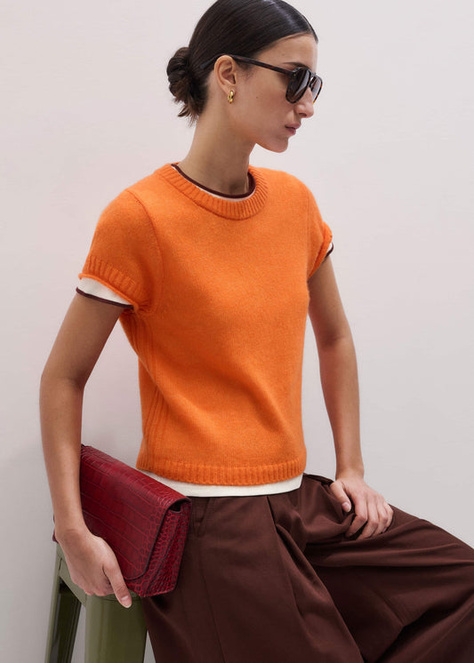 ME and EM Clothing Orange Merino Cashmere Silk Baby Tee