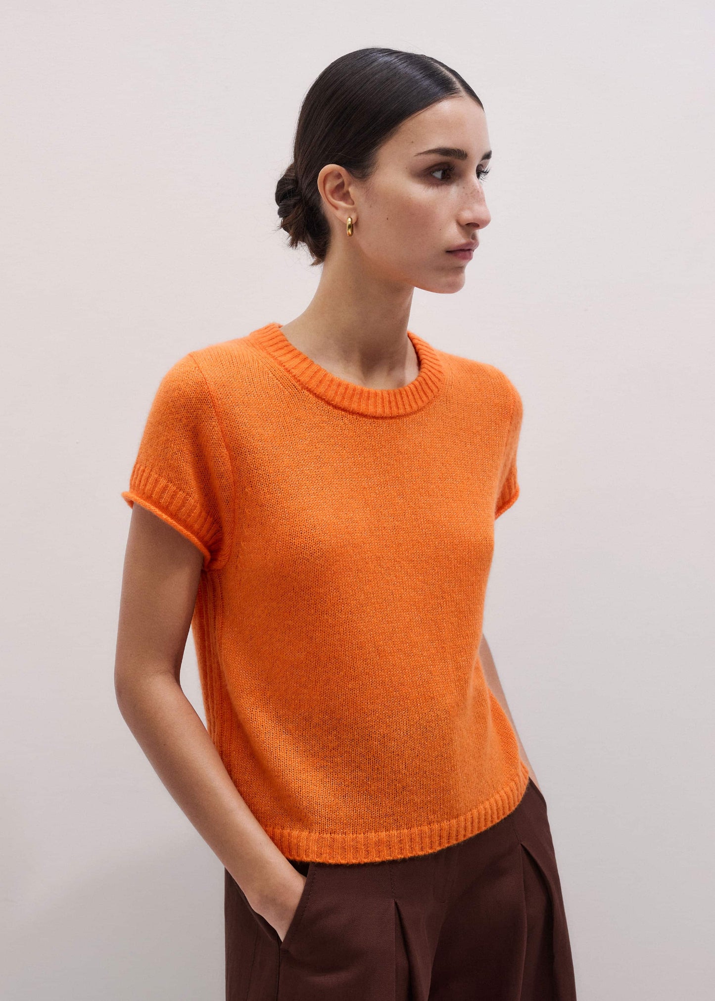 ME and EM Clothing Orange Merino Cashmere Silk Baby Tee