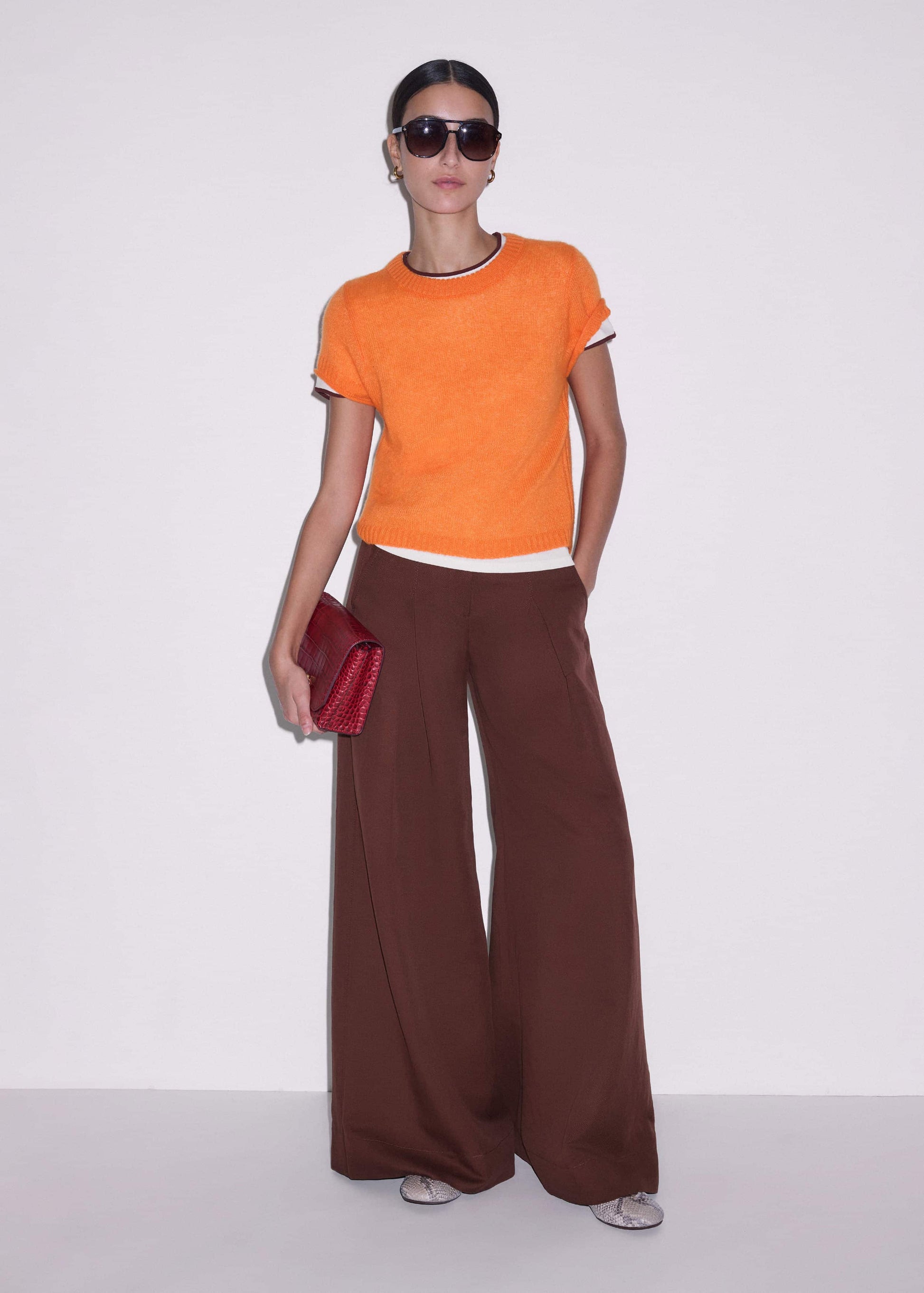 ME and EM Clothing Orange Merino Cashmere Silk Baby Tee