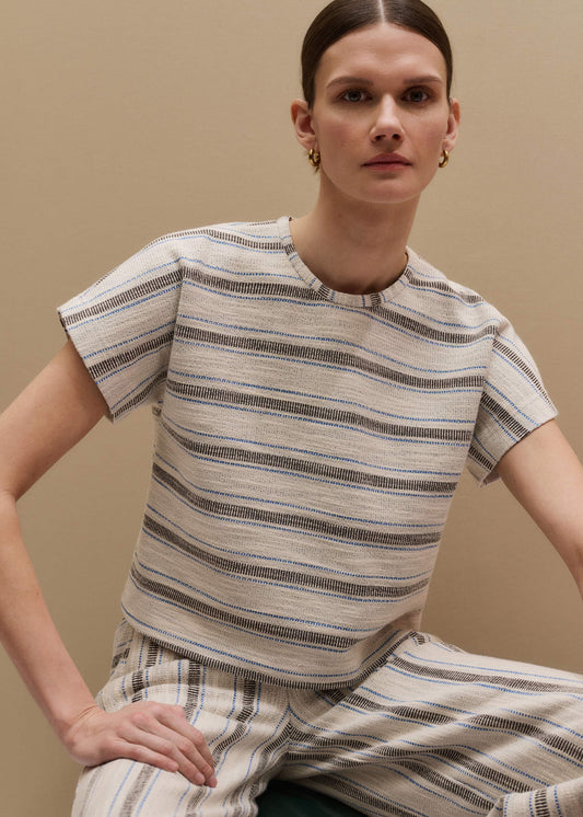 ME and EM Clothing Cream Stripe Tee
