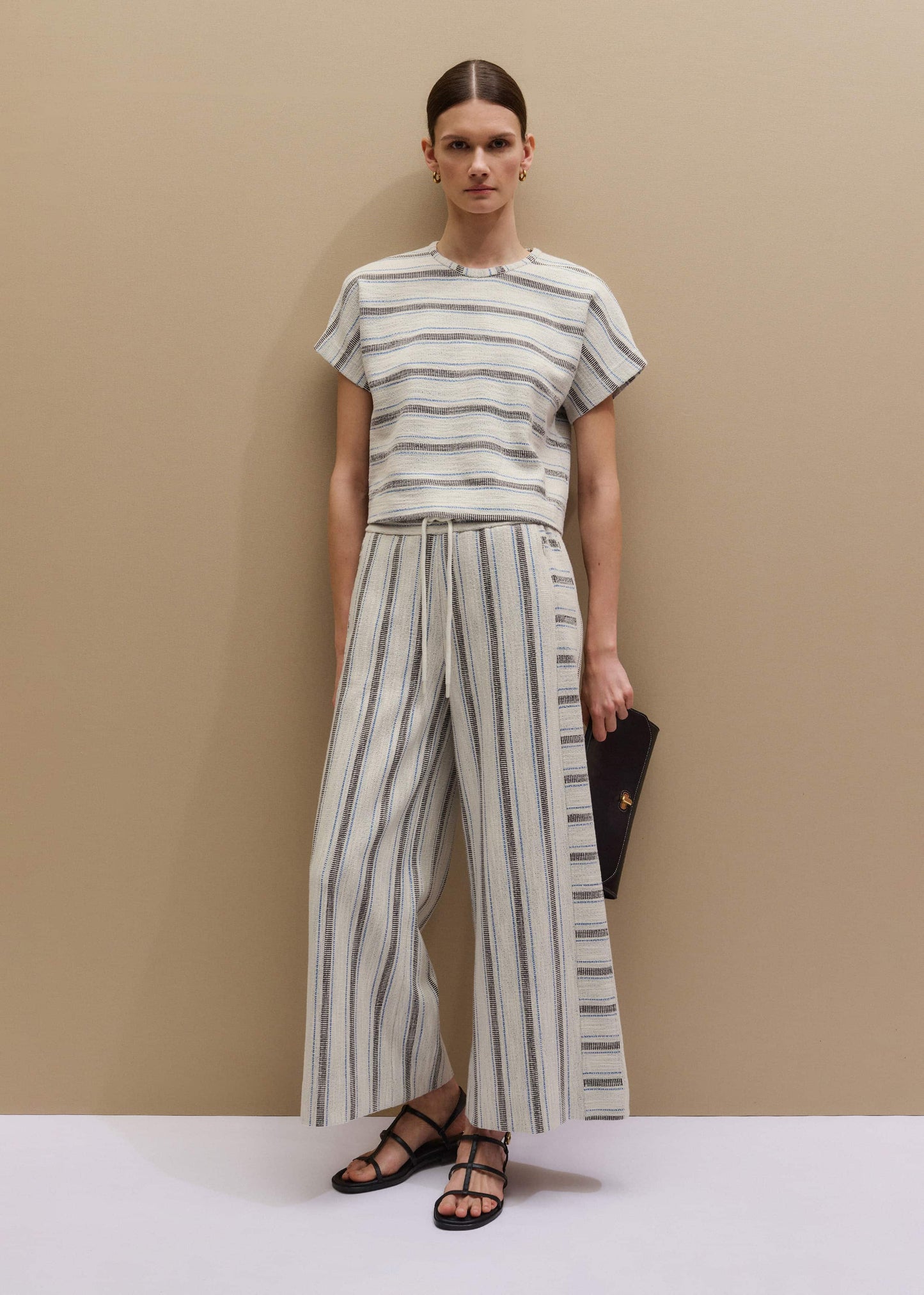 ME and EM Clothing Cream Stripe Tee