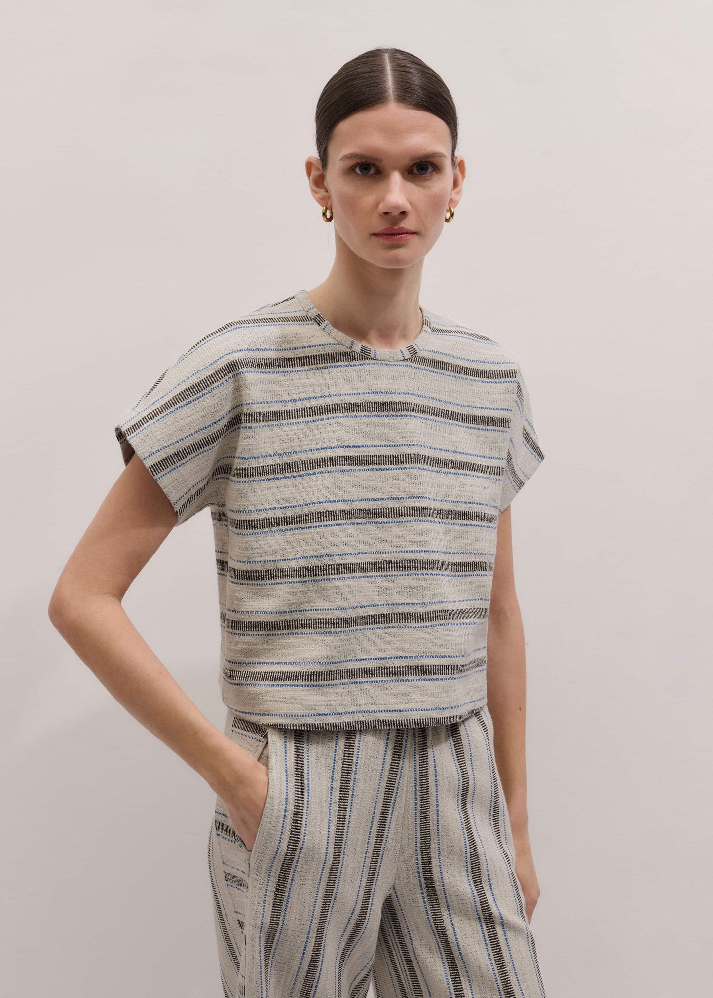 ME and EM Clothing Cream Stripe Tee