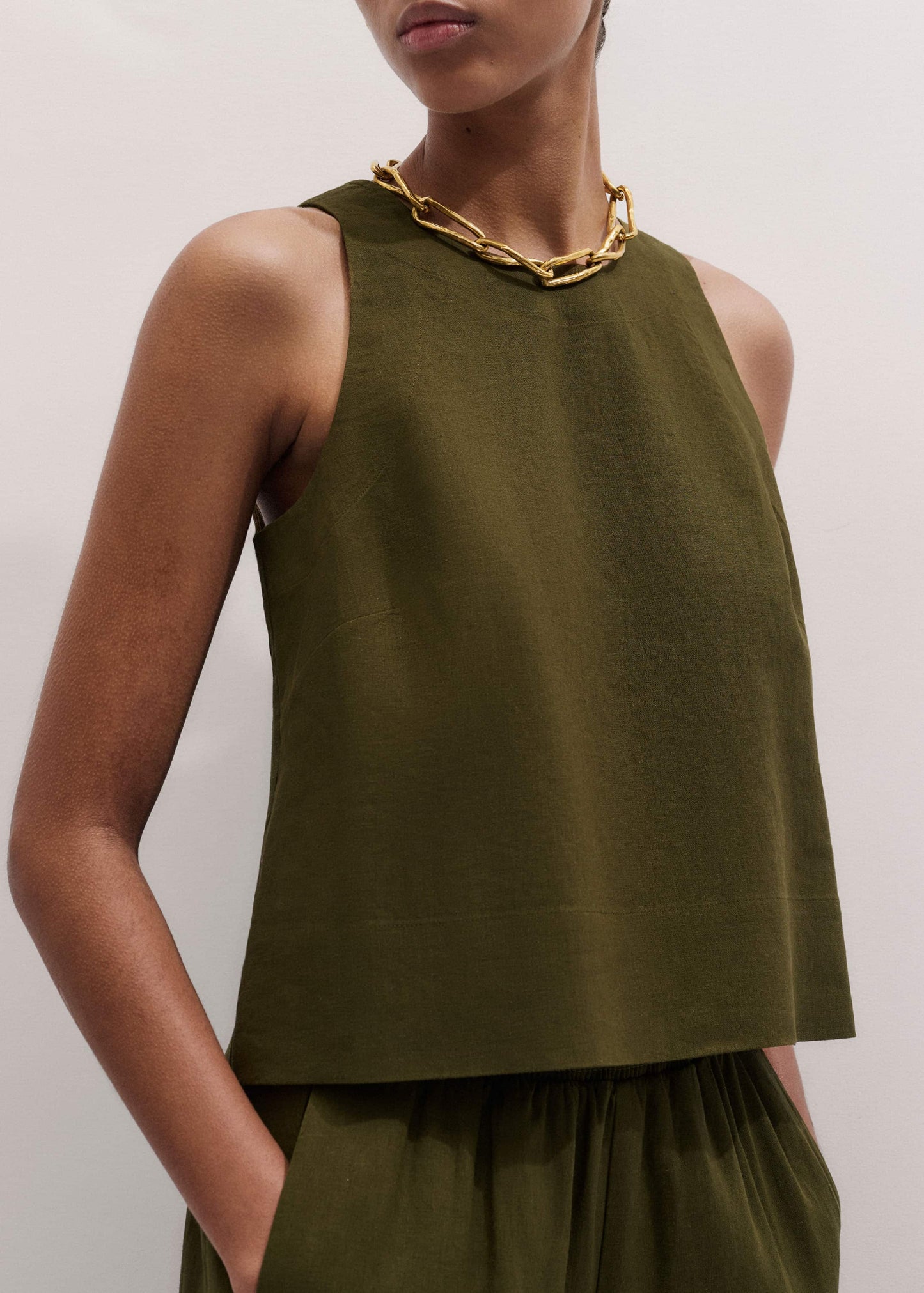 ME and EM Clothing Olive Green Shell Crop Top