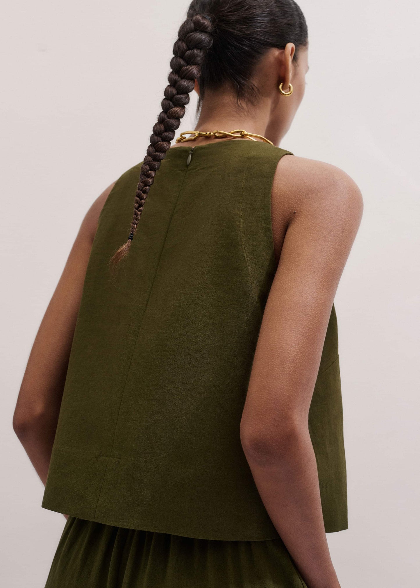ME and EM Clothing Olive Green Shell Crop Top