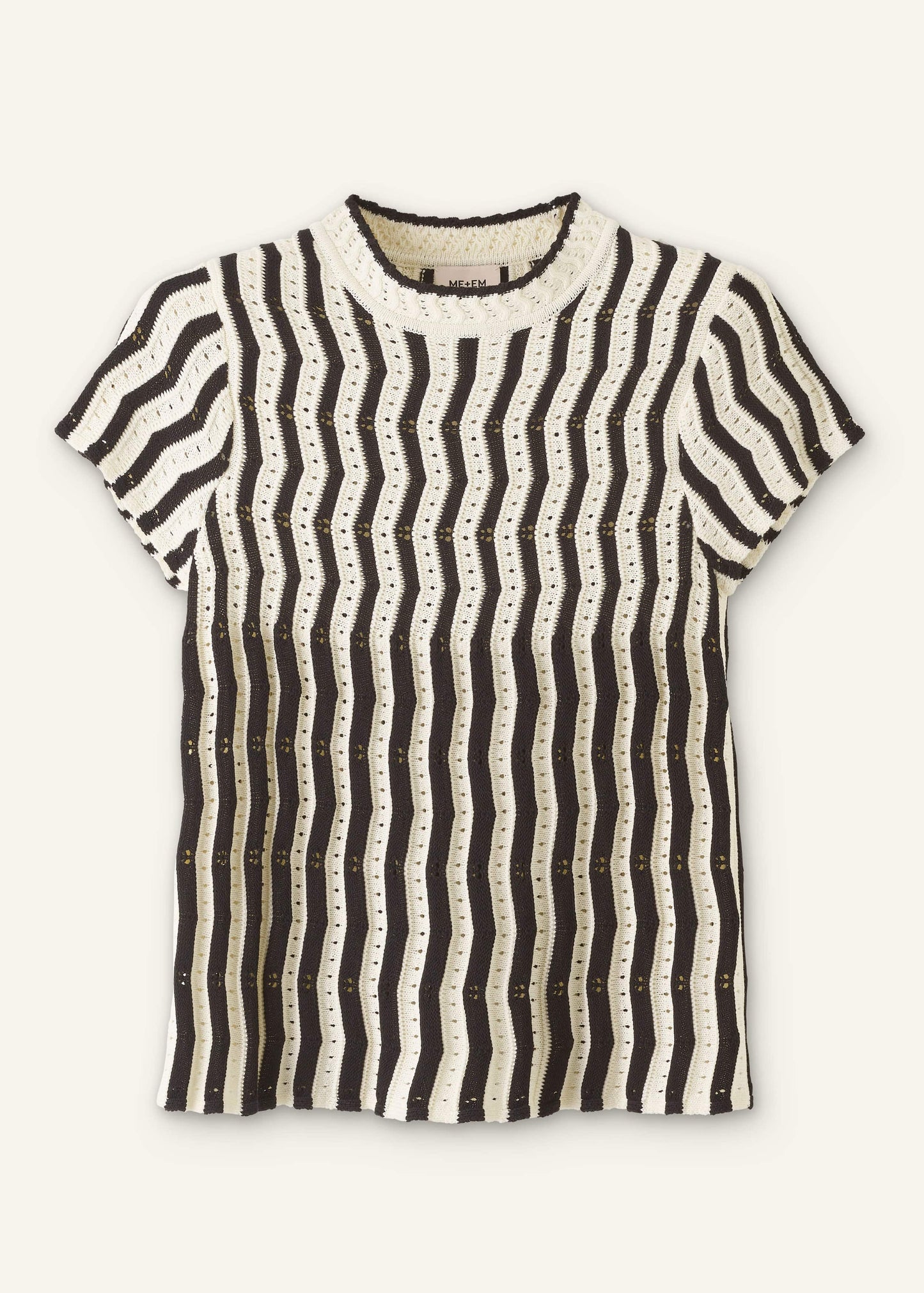 ME and EM Clothing Cream Textured Pointelle Knit Swing Top