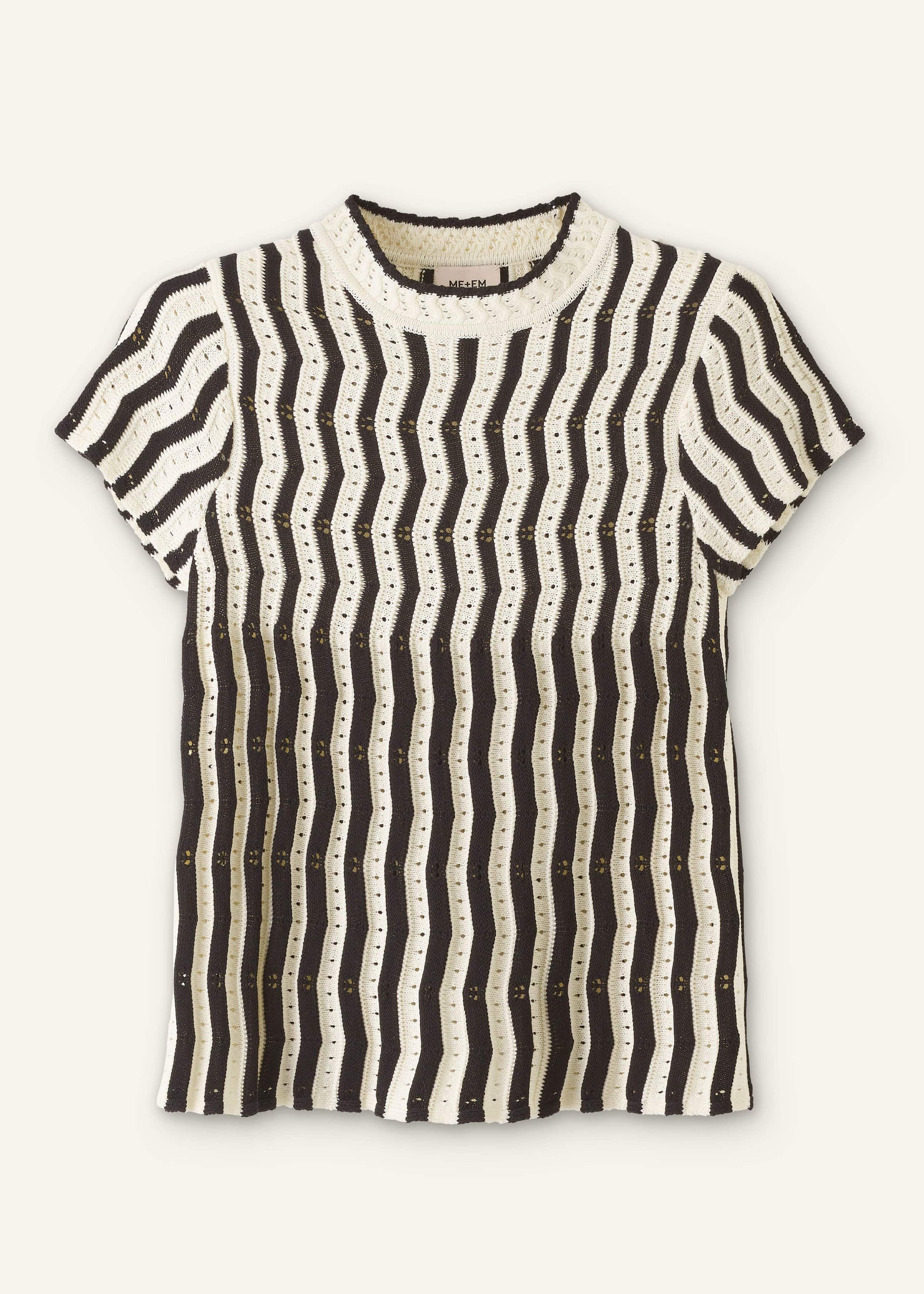 ME and EM Clothing Cream Textured Pointelle Knit Swing Top