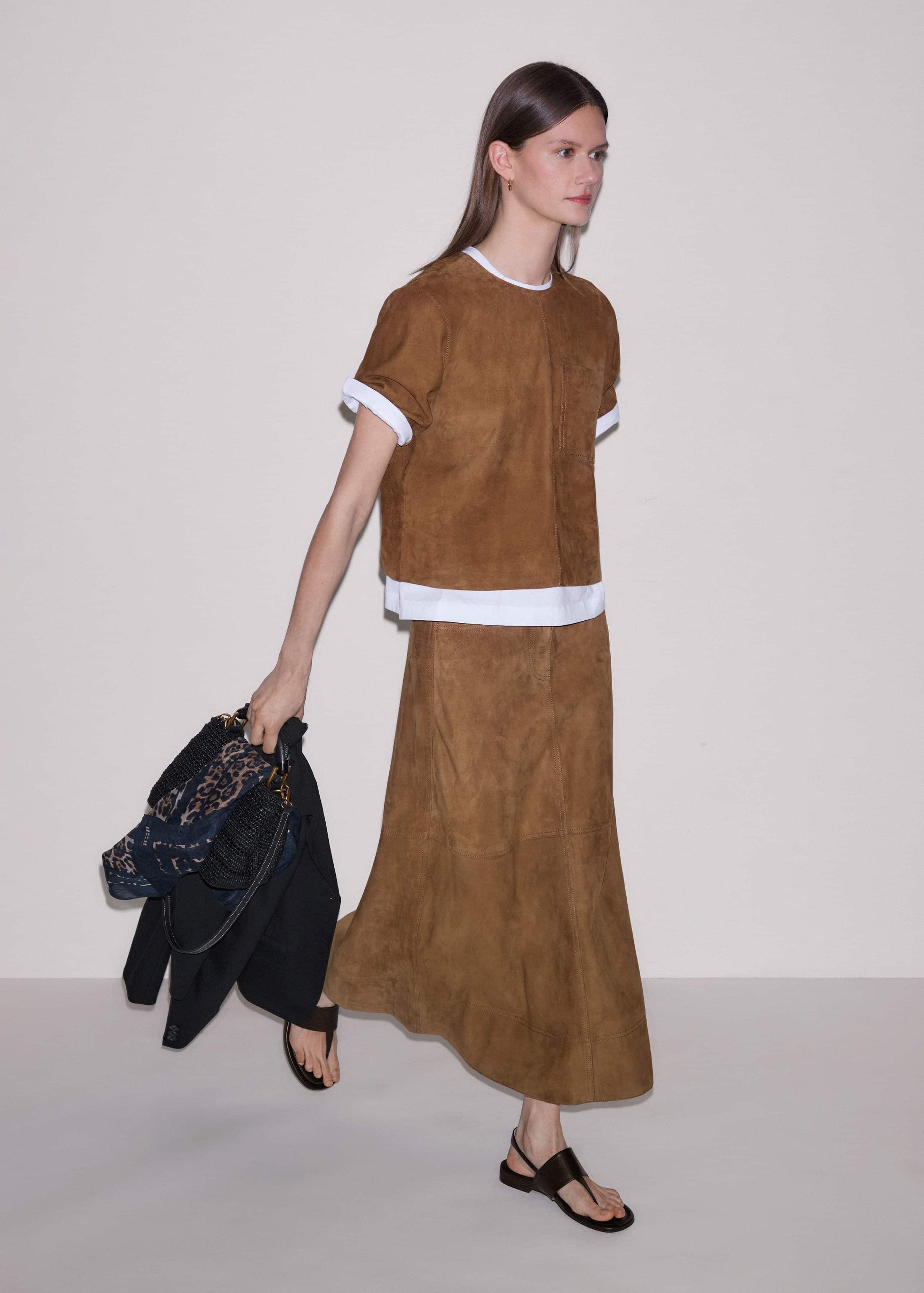 ME and EM Clothing Brown Luxe Boxy T-Shirt