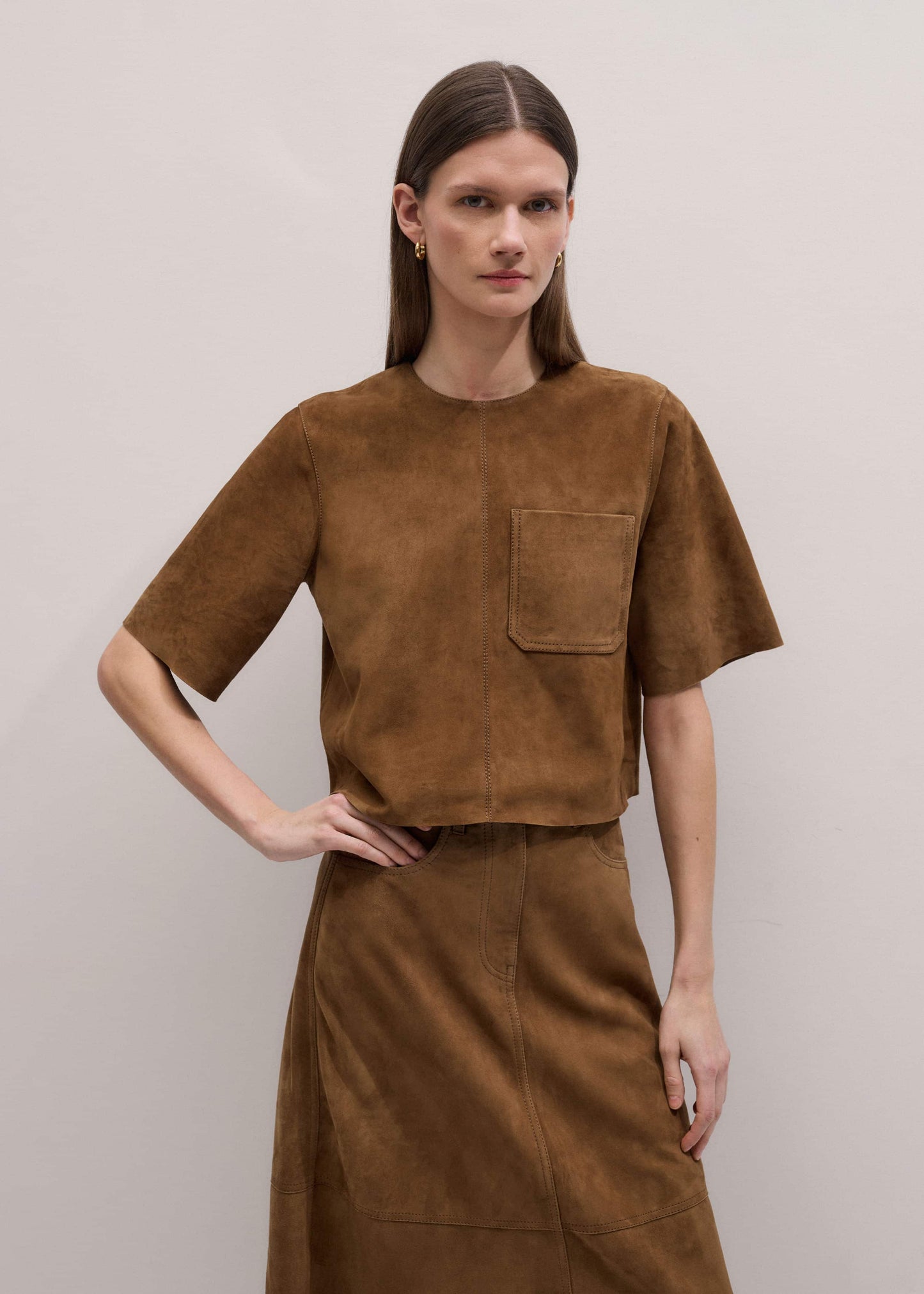 ME and EM Clothing Brown Luxe Boxy T-Shirt