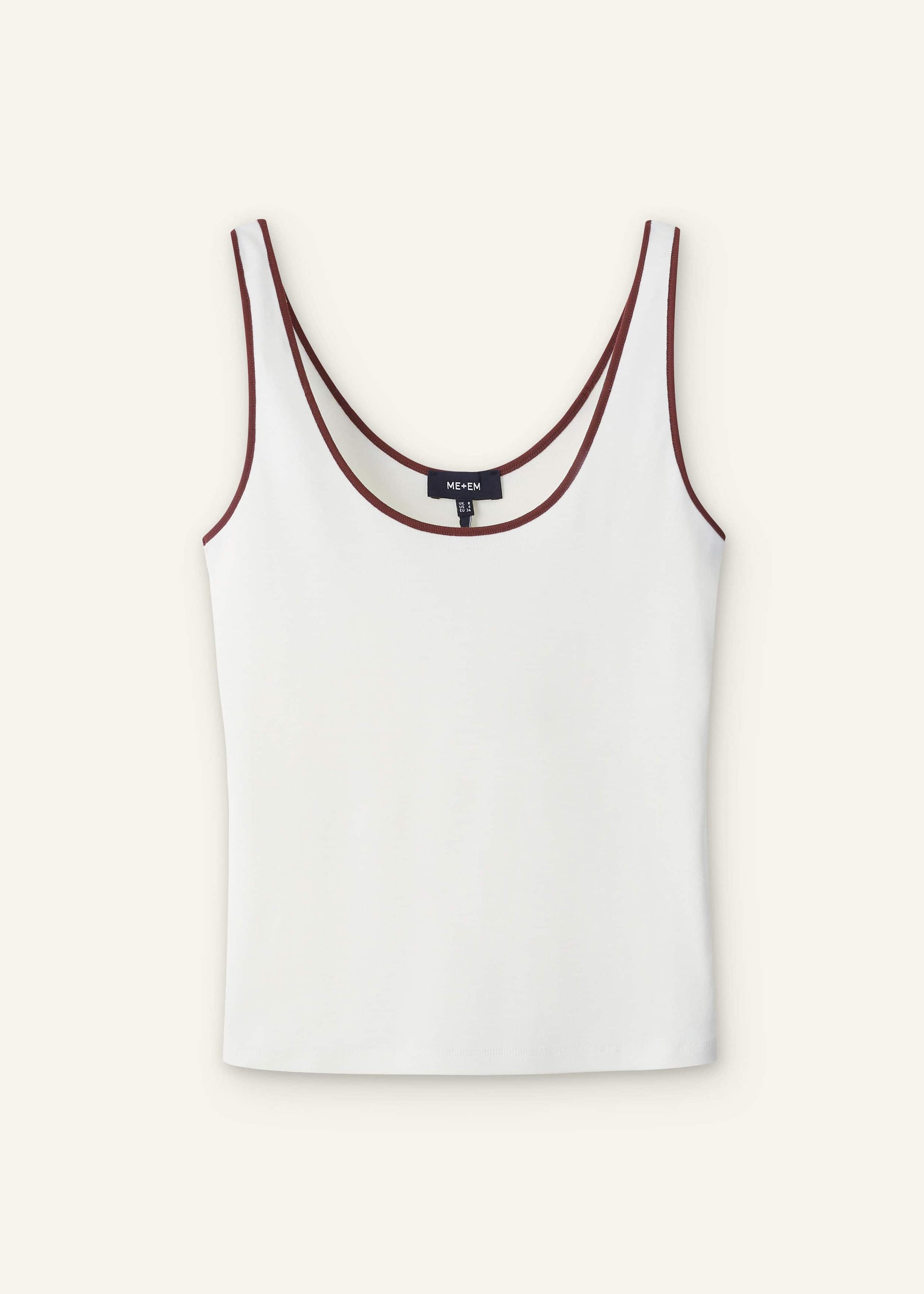 ME and EM Clothing Cream Contrast Trim Slim Vest