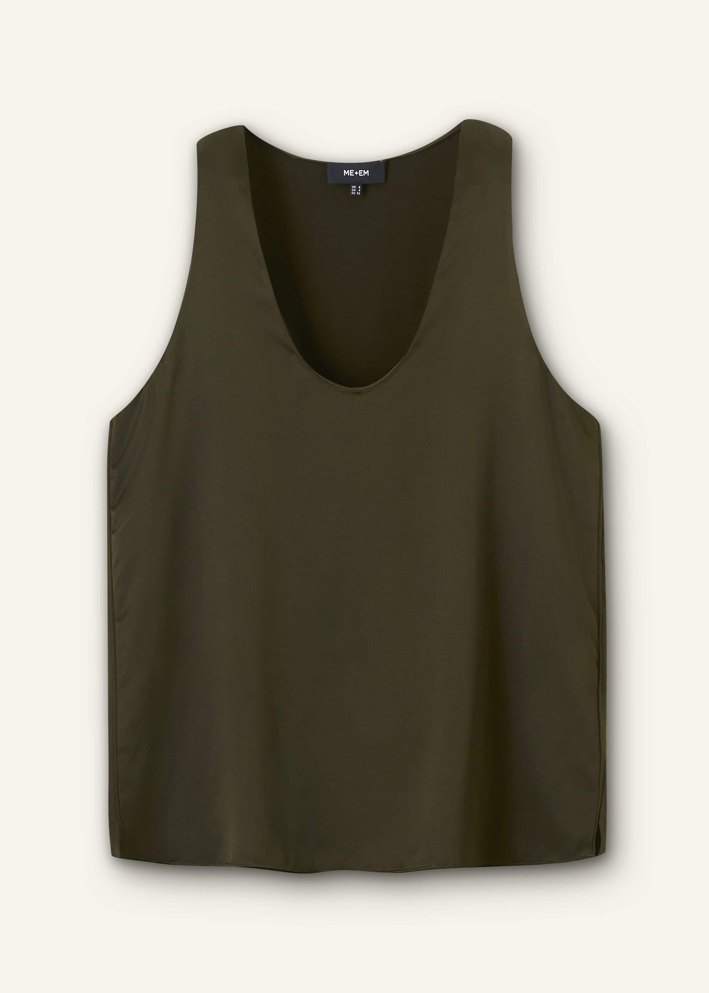 ME and EM Clothing Olive Green Silk Satin Evening Tank Top
