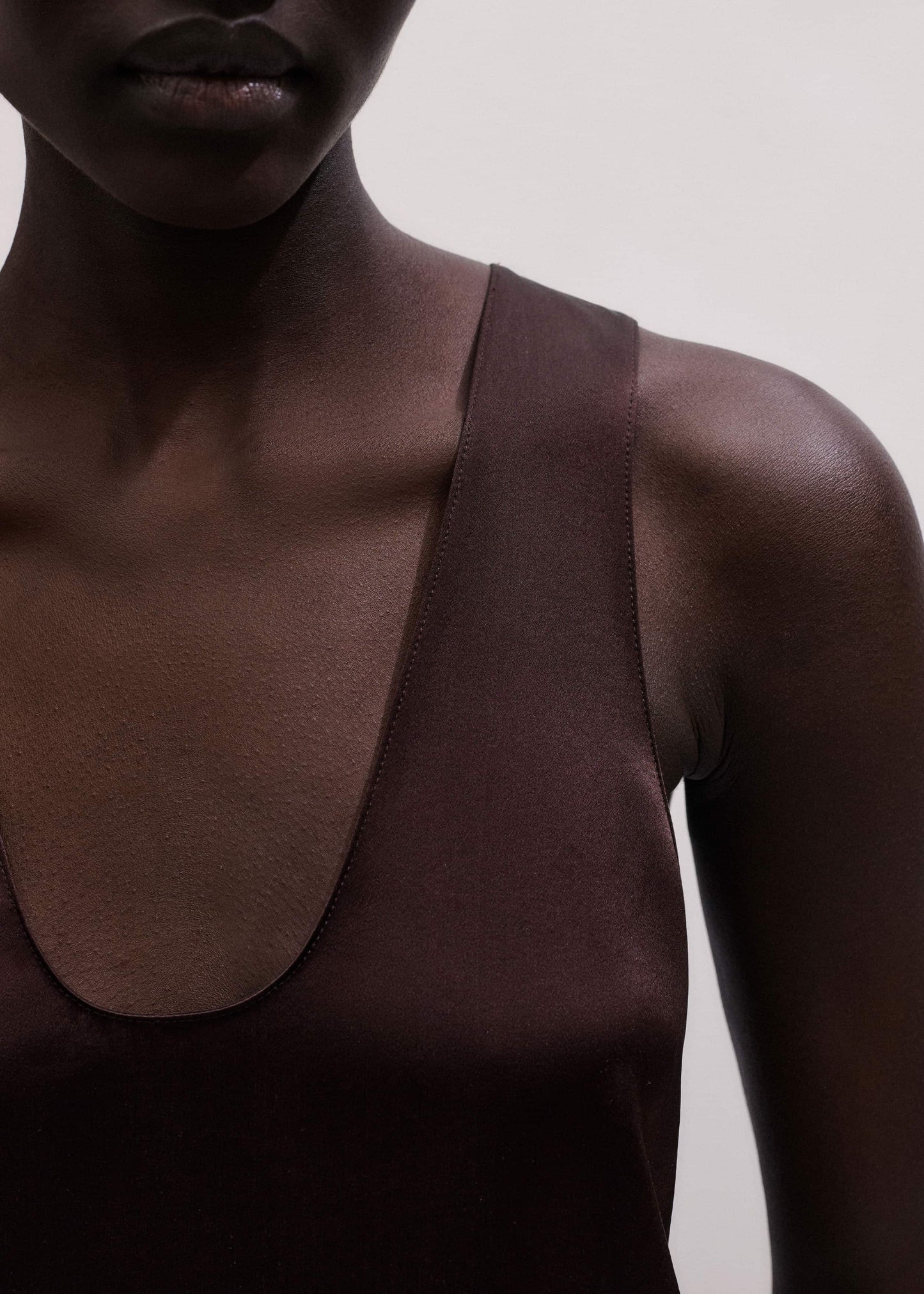 ME and EM Clothing Brown Silk Satin Fluid Evening Tank