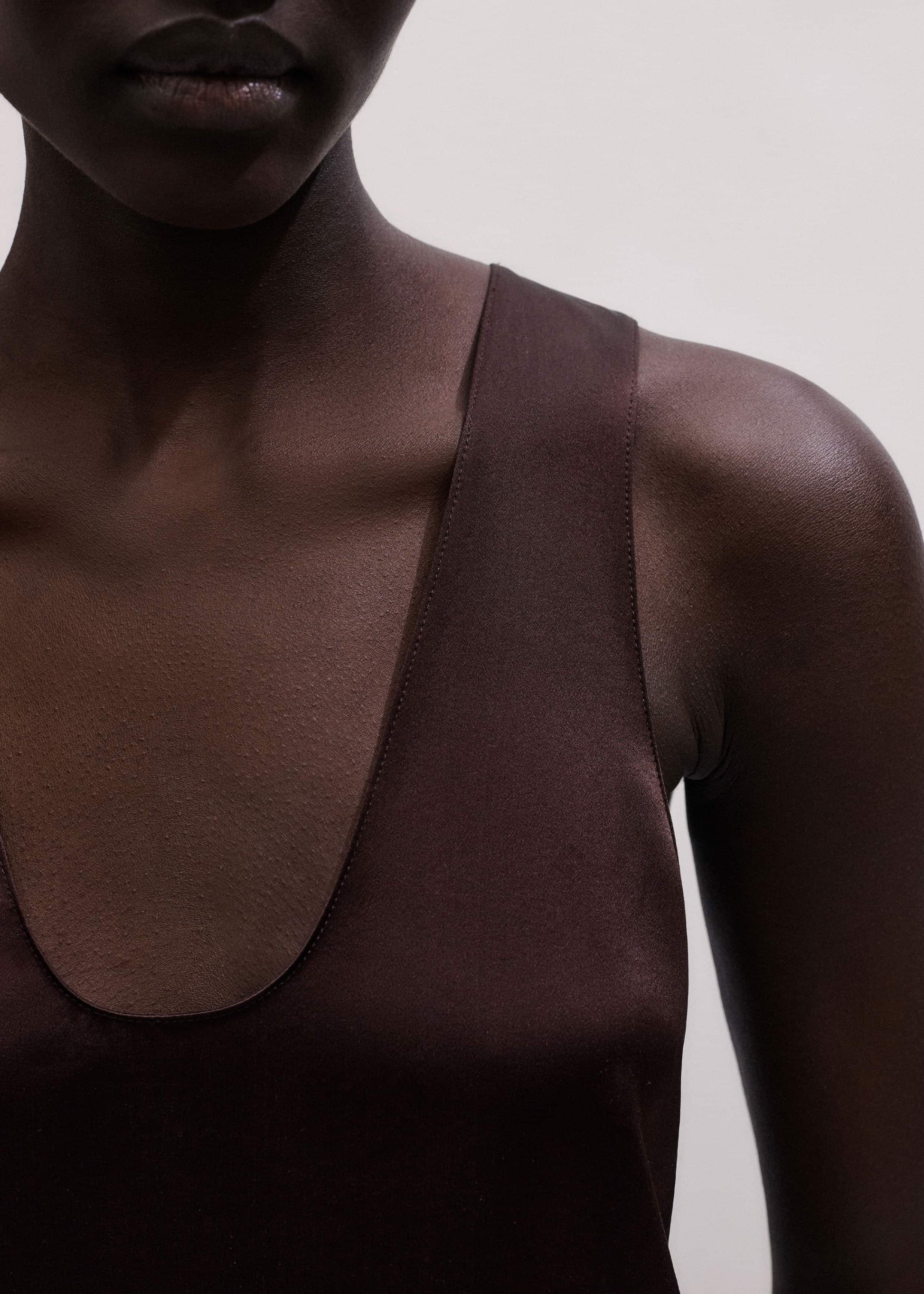 ME and EM Clothing Brown Silk Satin Fluid Evening Tank