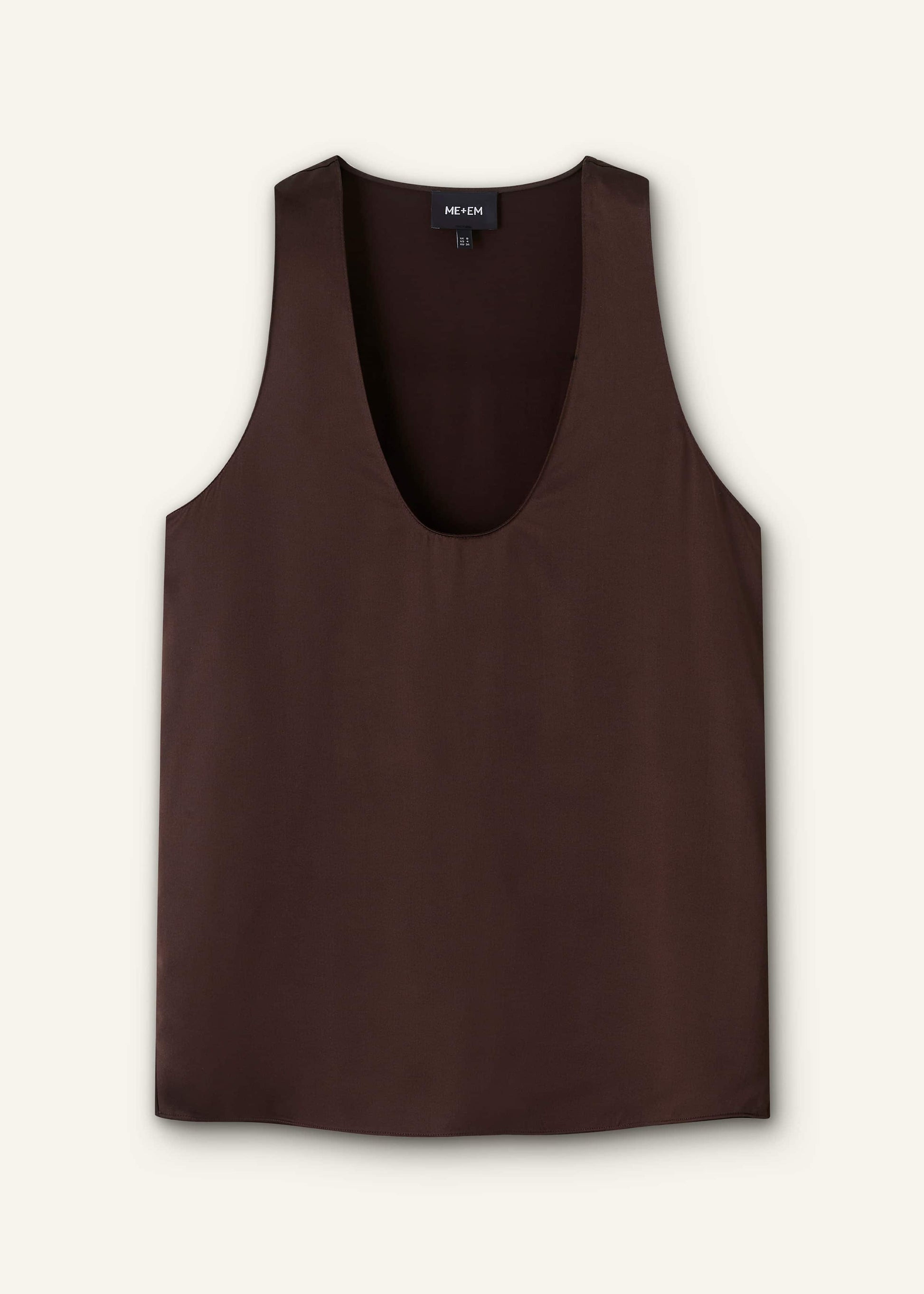 ME and EM Clothing Brown Silk Satin Fluid Evening Tank